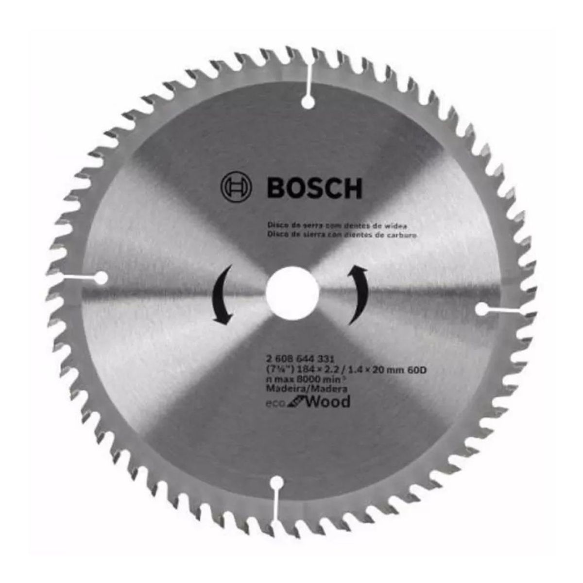 BOSCH - DISCO CARBURADO DENTADO CORTE MADERA 7-1/4" X 60 DIENTES - BOSCH