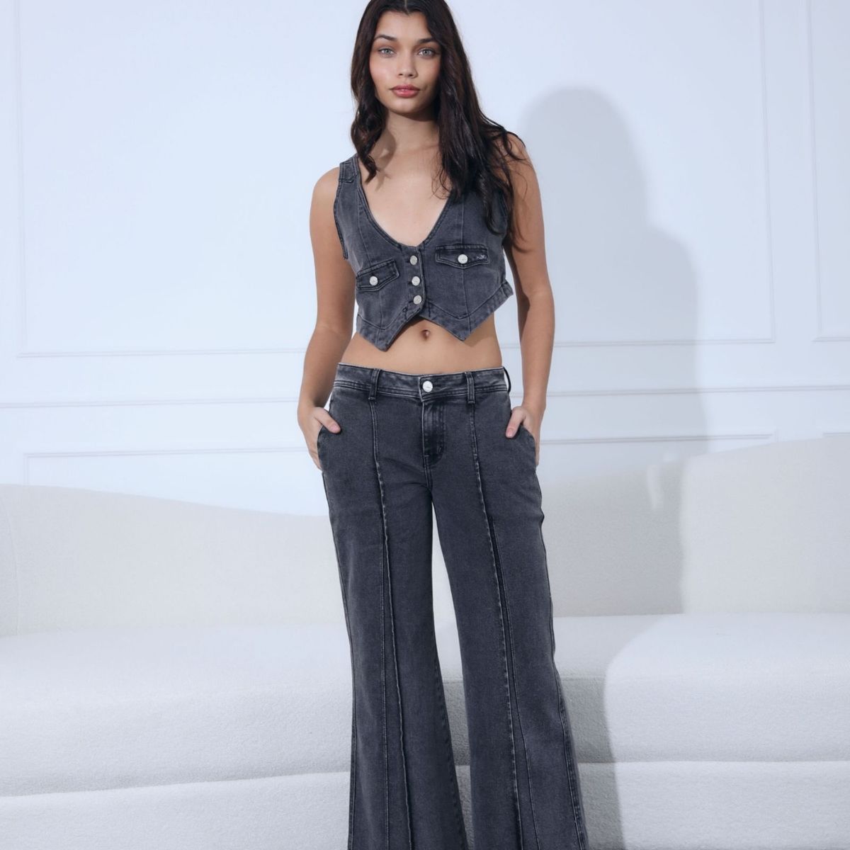 JHAN HIDS - Wide Leg Pant Denim Lucia