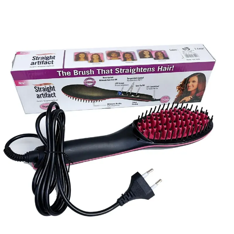 GENERICO - Cepillo Alisador Eléctrico de Cabello con Pantalla LCD Digital - Cerámica