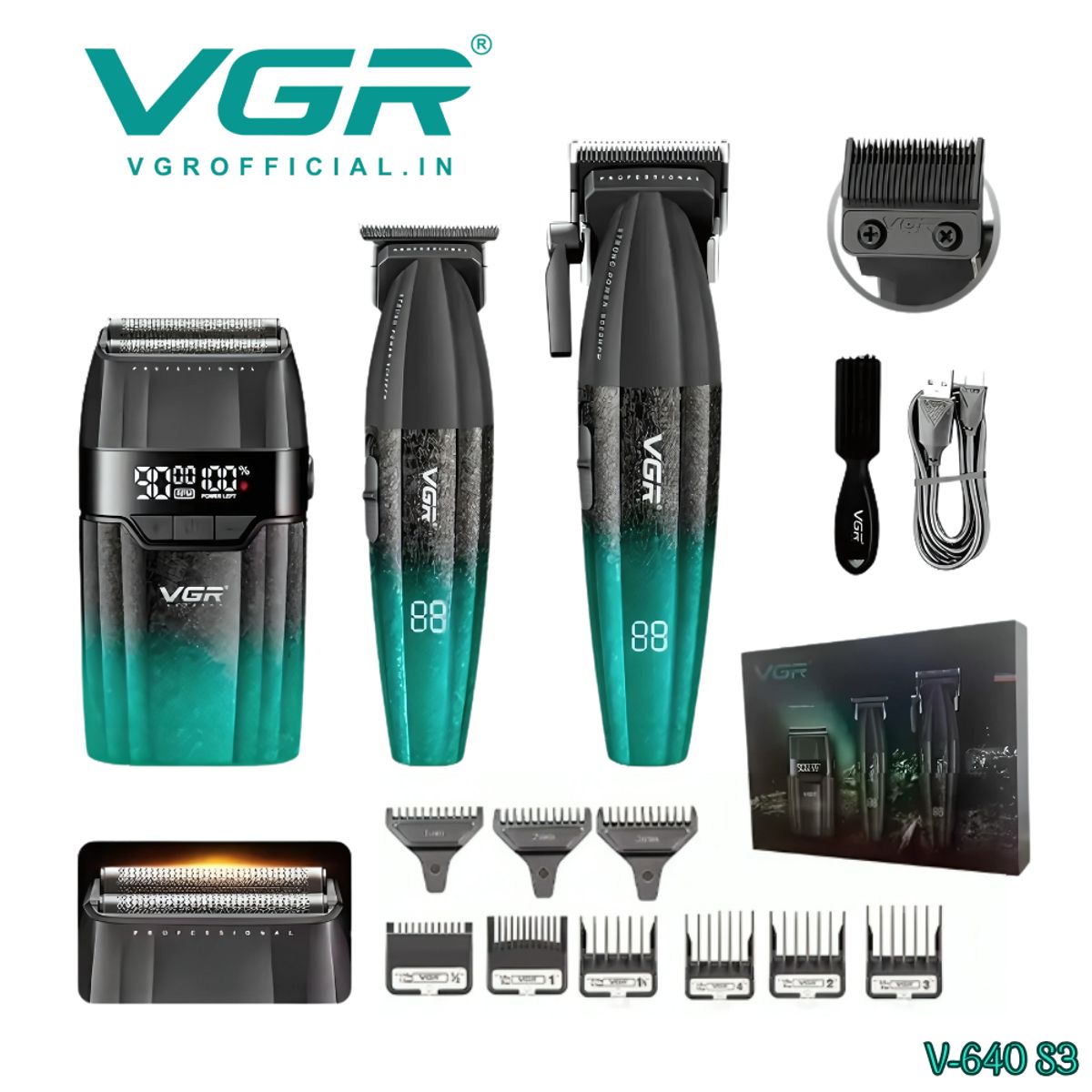 GENERICO - Tricombo Barber VGR Clipper + Trimmer + Shaver V-640 S3