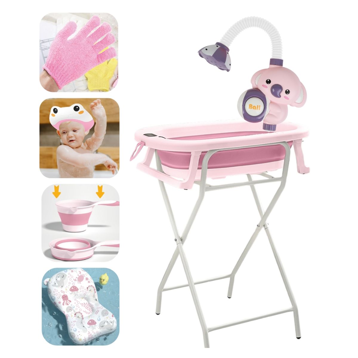 BABY CAM - Bañera splash con rac y regadera baby cam rosado