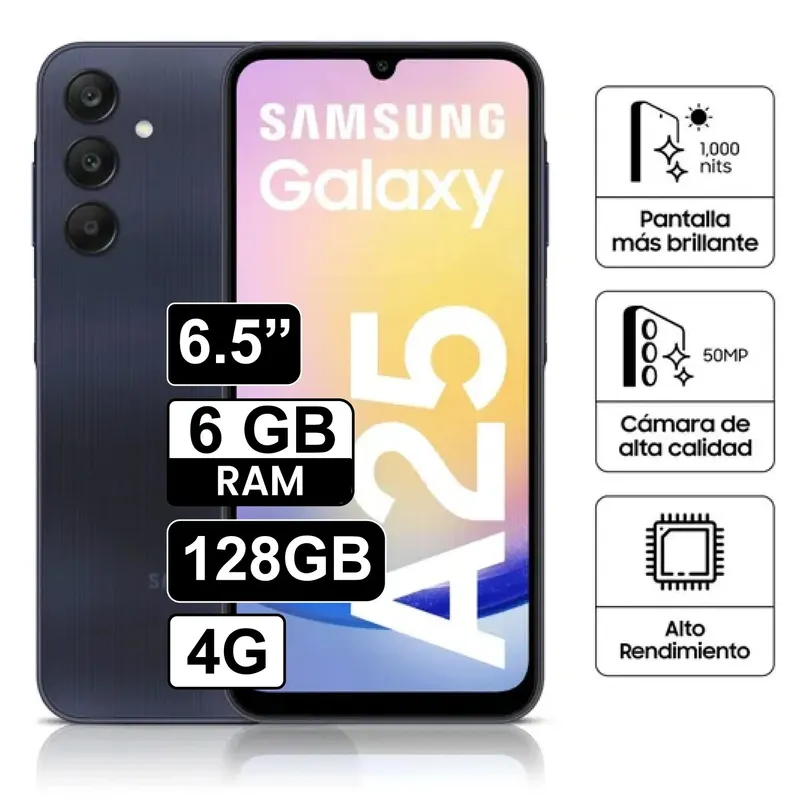 SAMSUNG - Samsung Galaxy A25 5G 128GB 6GB RAM - NEGRO