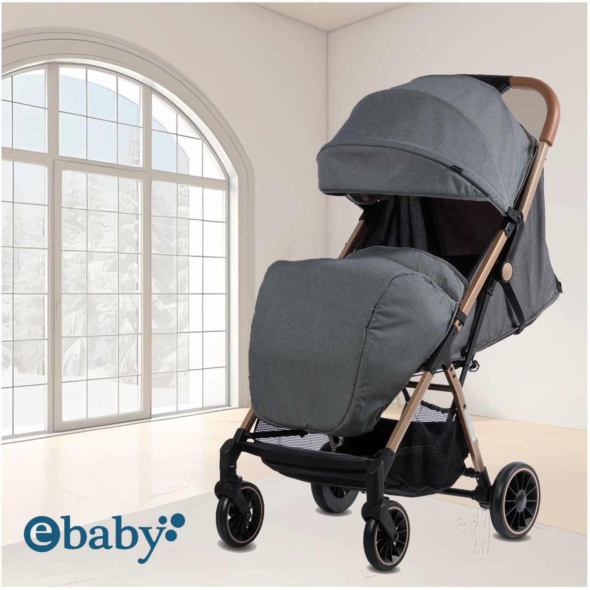 EBABY - Coche Maleta para Bebé «SOFI» De Fácil Plegado Dark grey