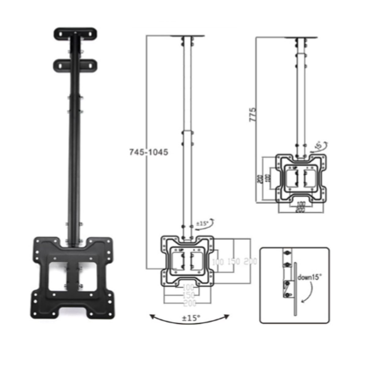 GENERICO - Rack de Techo Soporte Para Tv de 14 a 43 Pulgadas Reclinable D01