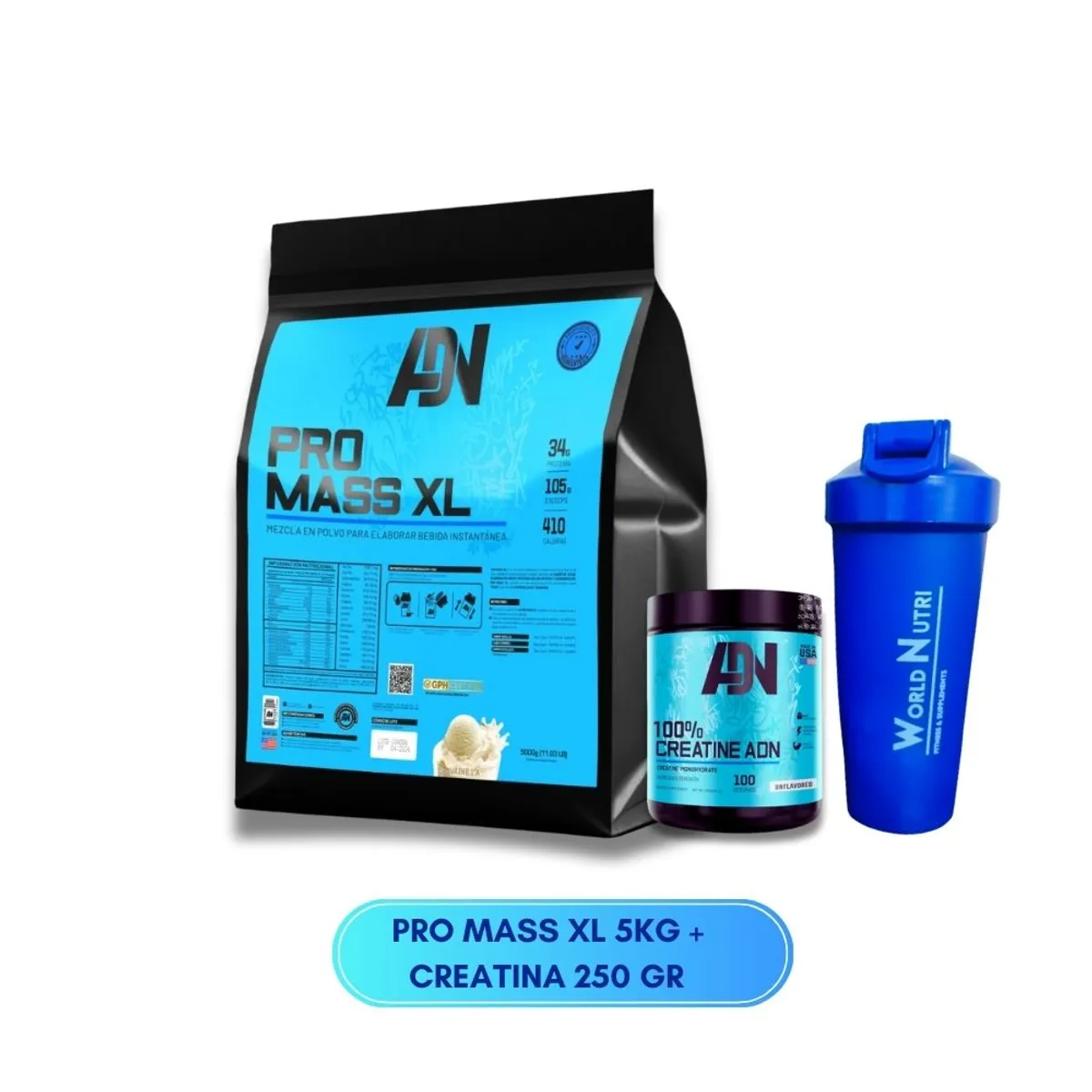 ADN - PRO MASS 5 XL 5KG VAINILLA + CREATINA 250 GR ADN