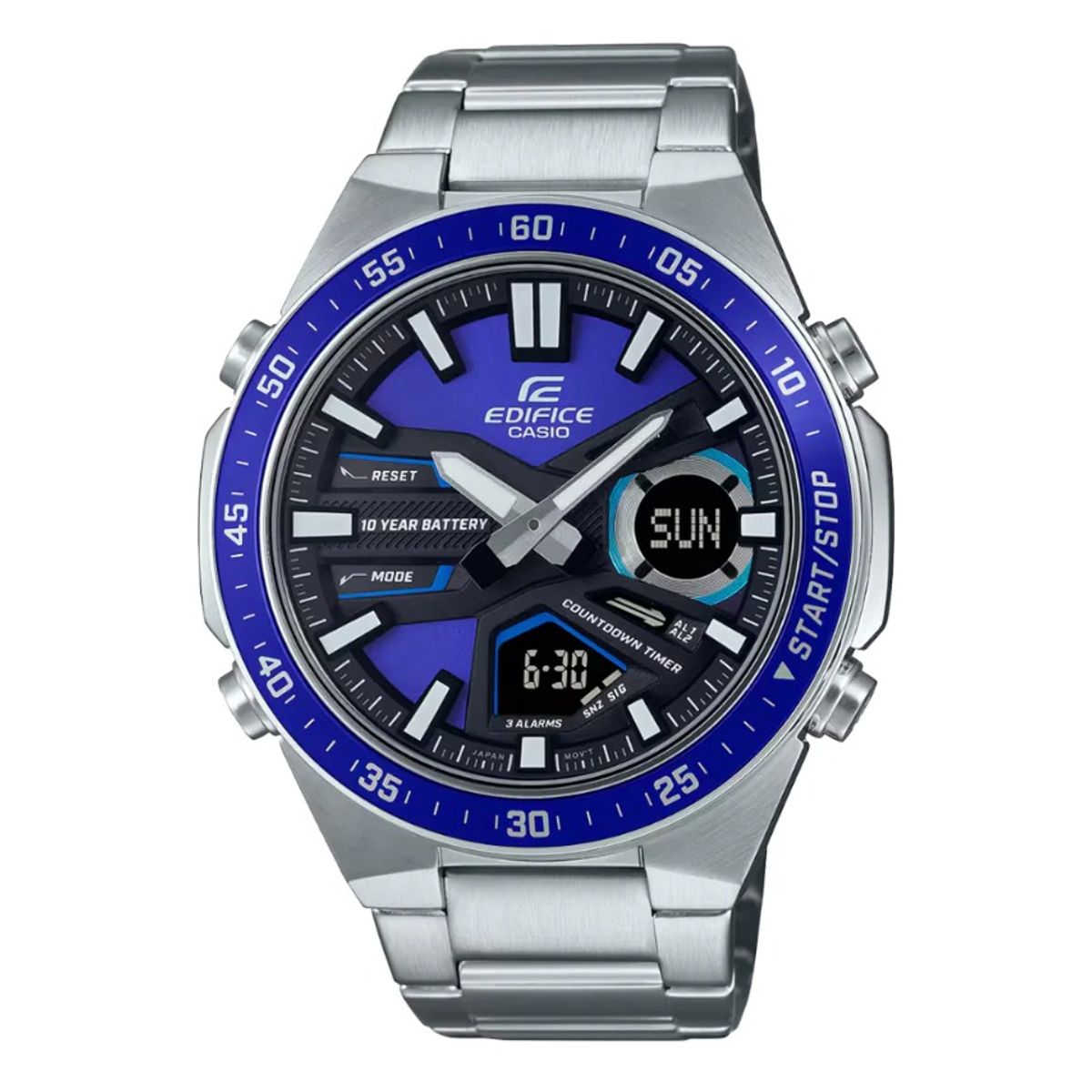 EDIFICE - Reloj Edifice EFV-C110D-2A Hombre Acero Plateado y Azul