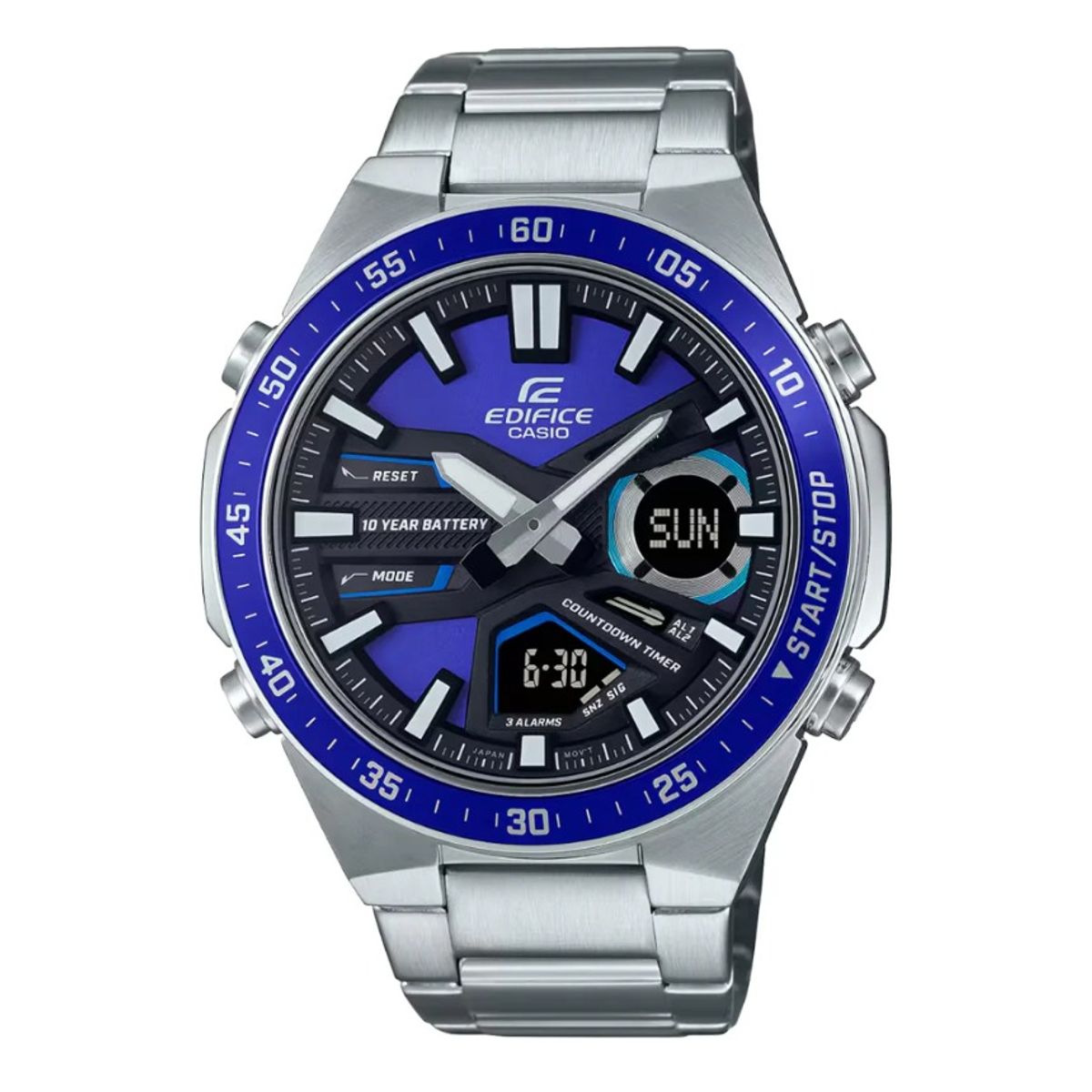 EDIFICE - Reloj Edifice EFV-C110D-2A Hombre Acero Plateado y Azul