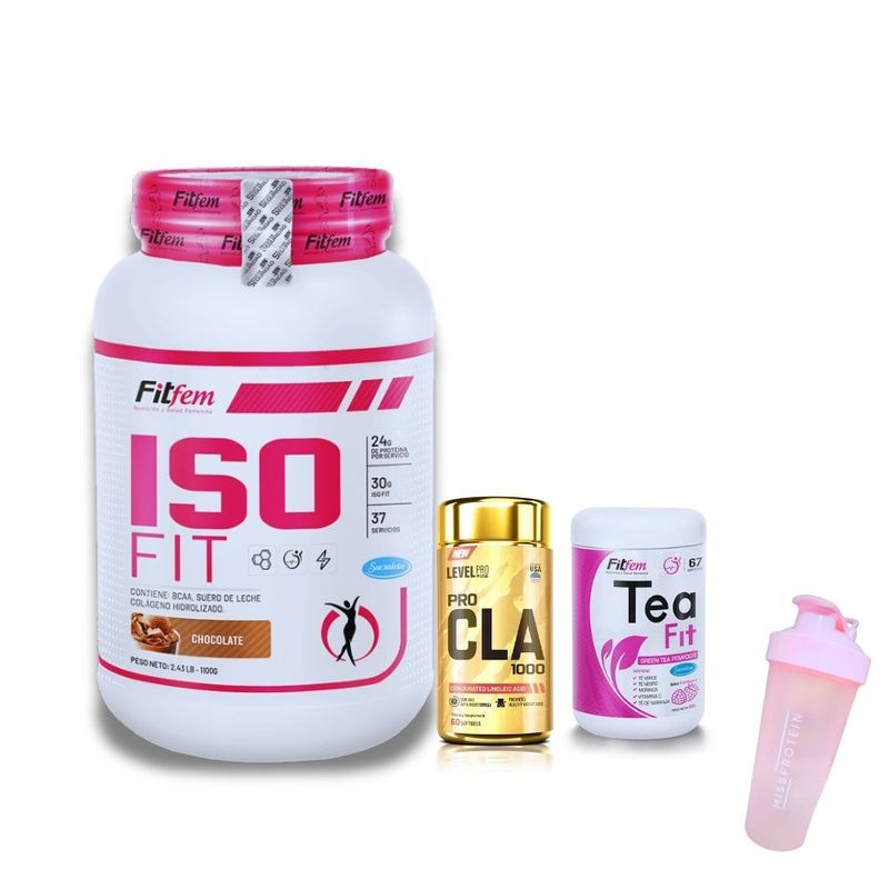 FITFEM - ISO FIT 1,1 KG CHOCOLATE + CLA  + TEA FIT + REGALOS