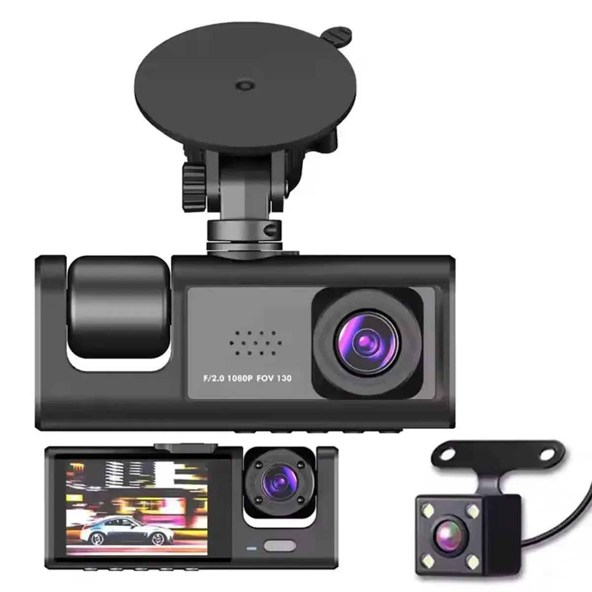 GENERICO - Camara Grabadora Para Auto Dash Cam 1080 HD + Camara de retroceso