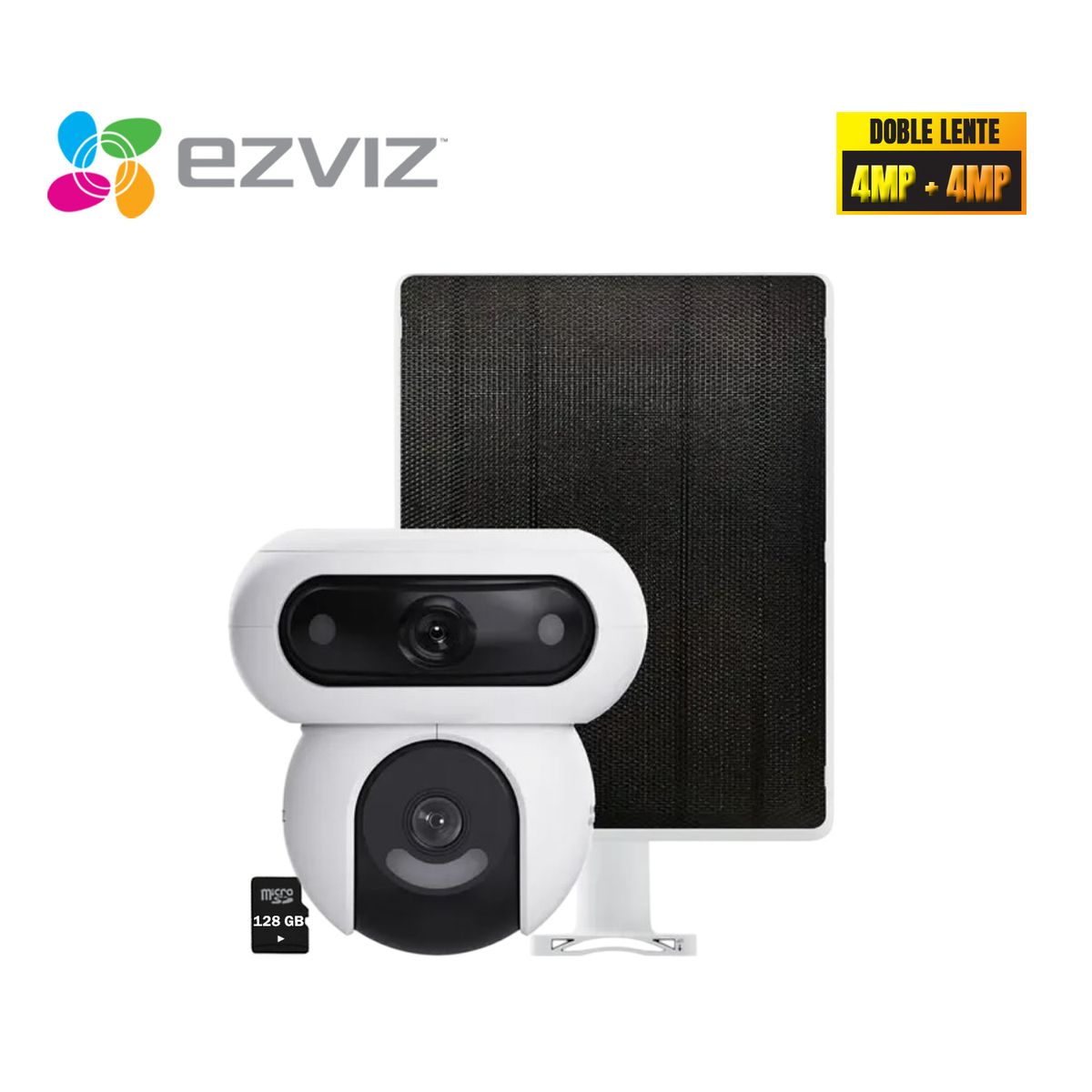 EZVIZ - Ezviz Cámara HB90 Dual Kit 4MP + 4MP Audio 2 vías Batería Panel 128GB