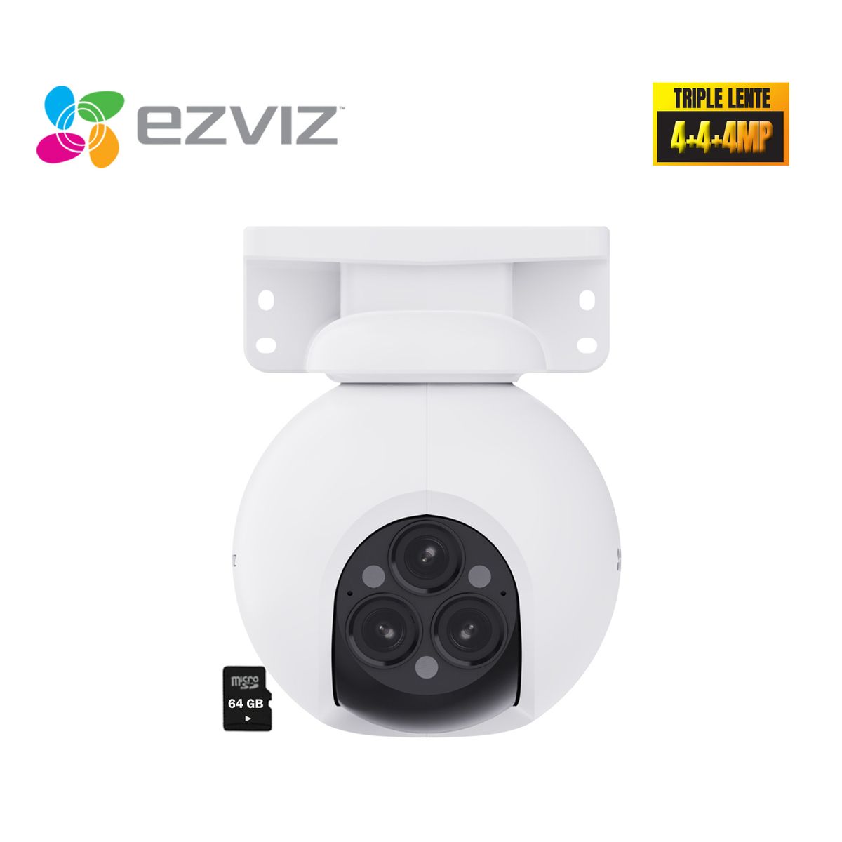 Ezviz - Cámara Ezviz H80F Multi 2K+ x3 Triple lente Audio 2 vías Detección IA Sirena 64GB