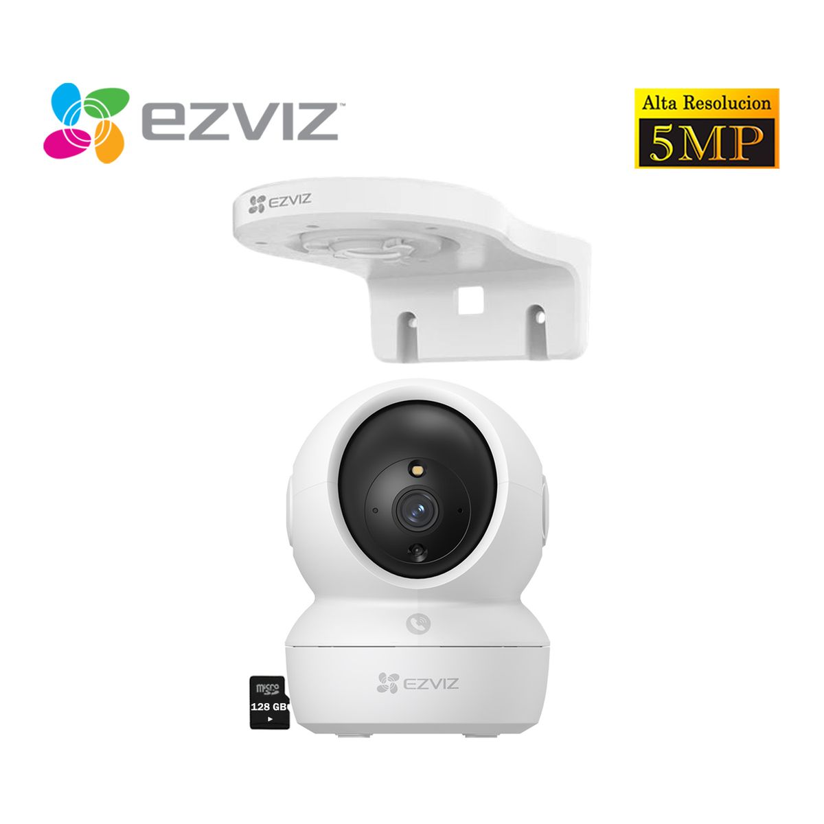 EZVIZ - Kit Cámara Ezviz H6C PRO 3k 5MP Audio Doble vía Botón llamada Montaje Pared Micro SD 128GB