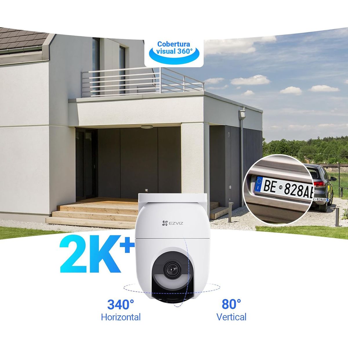 EZVIZ - Kit Cámara Ezviz CB8 LITE 4MP Audio Doble vía Noche Color Batería Panel Solar