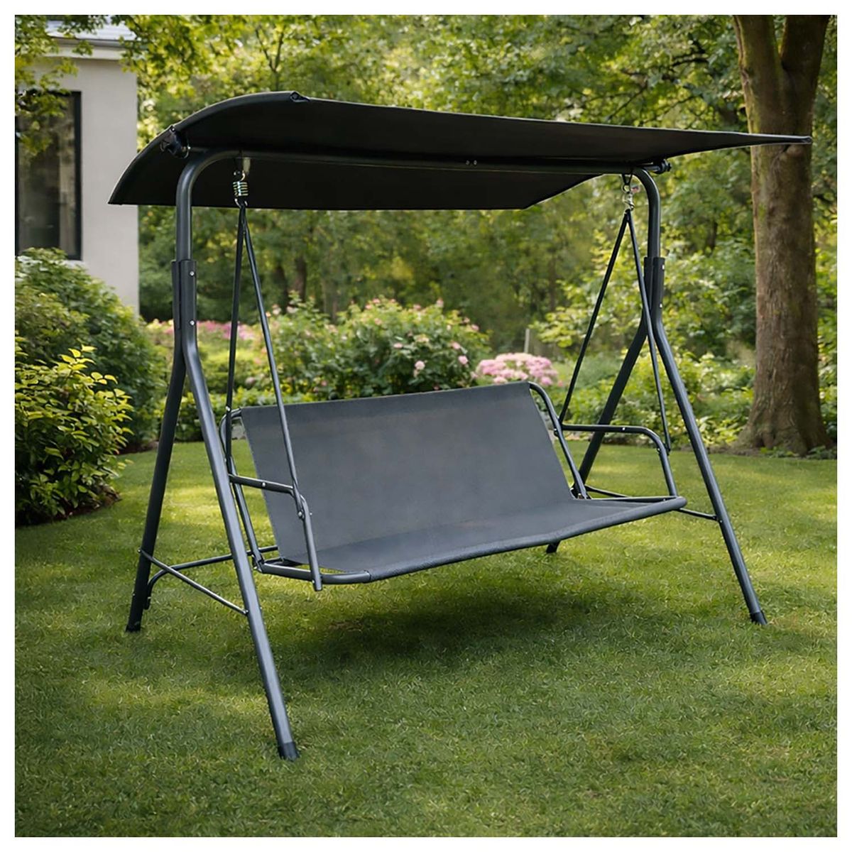 NOVAHUS - Columpio Terraza Textileno y Acero Gris