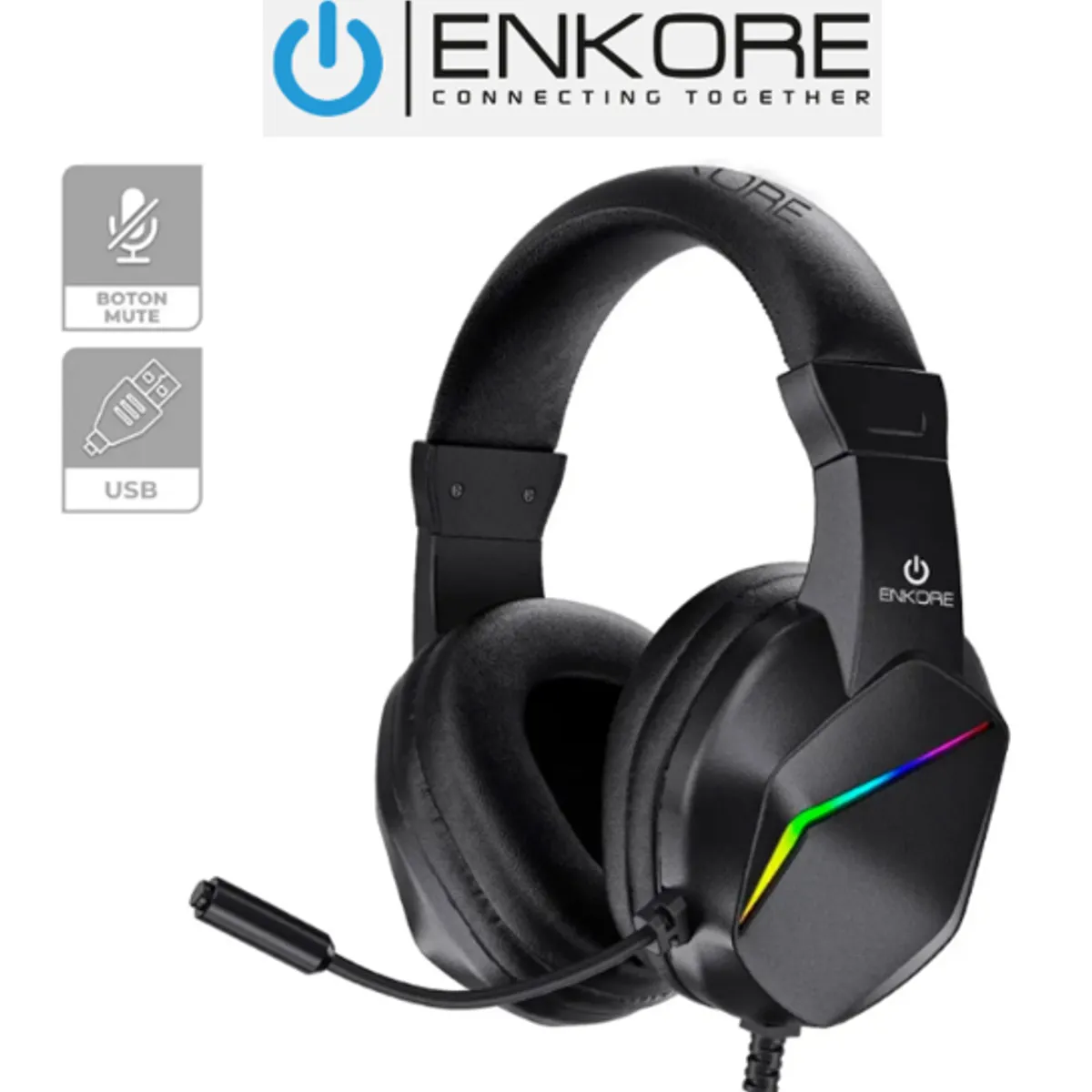 ENKORE - Audifonos Gamer WINNER EKH G1001U USB Rainbow CMICRO ENKORE