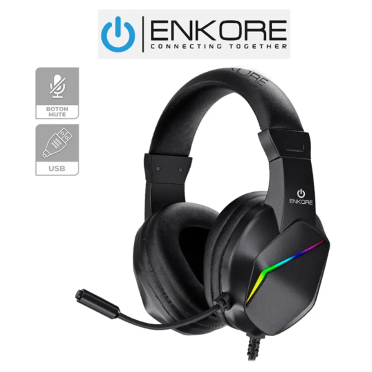 ENKORE - Audifonos Gamer WINNER EKH G1001U USB Rainbow CMICRO ENKORE