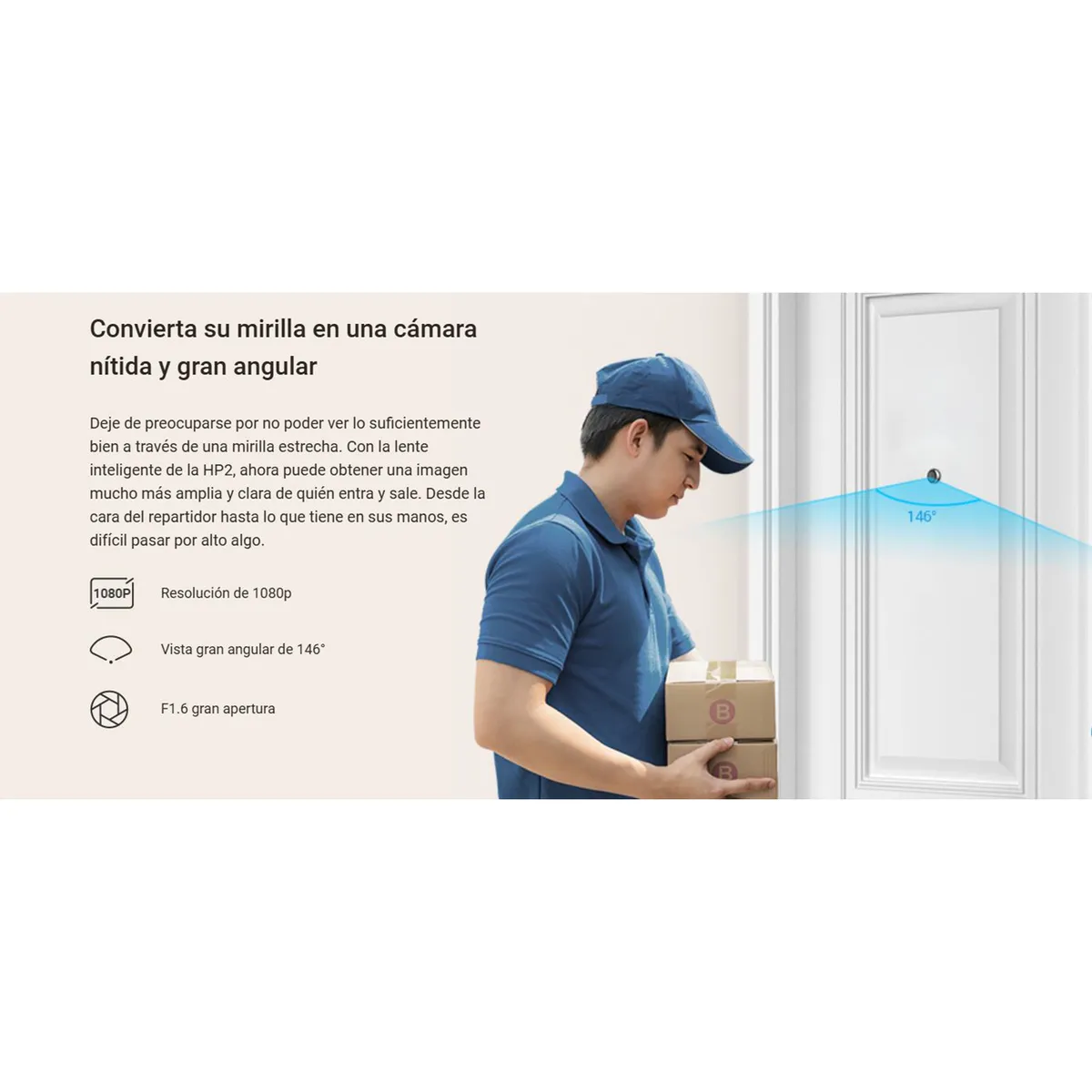 EZVIZ - Mirilla de puerta Ezviz HP2 Full Hd 2Mp Visión 146 Pantalla Color 4.3