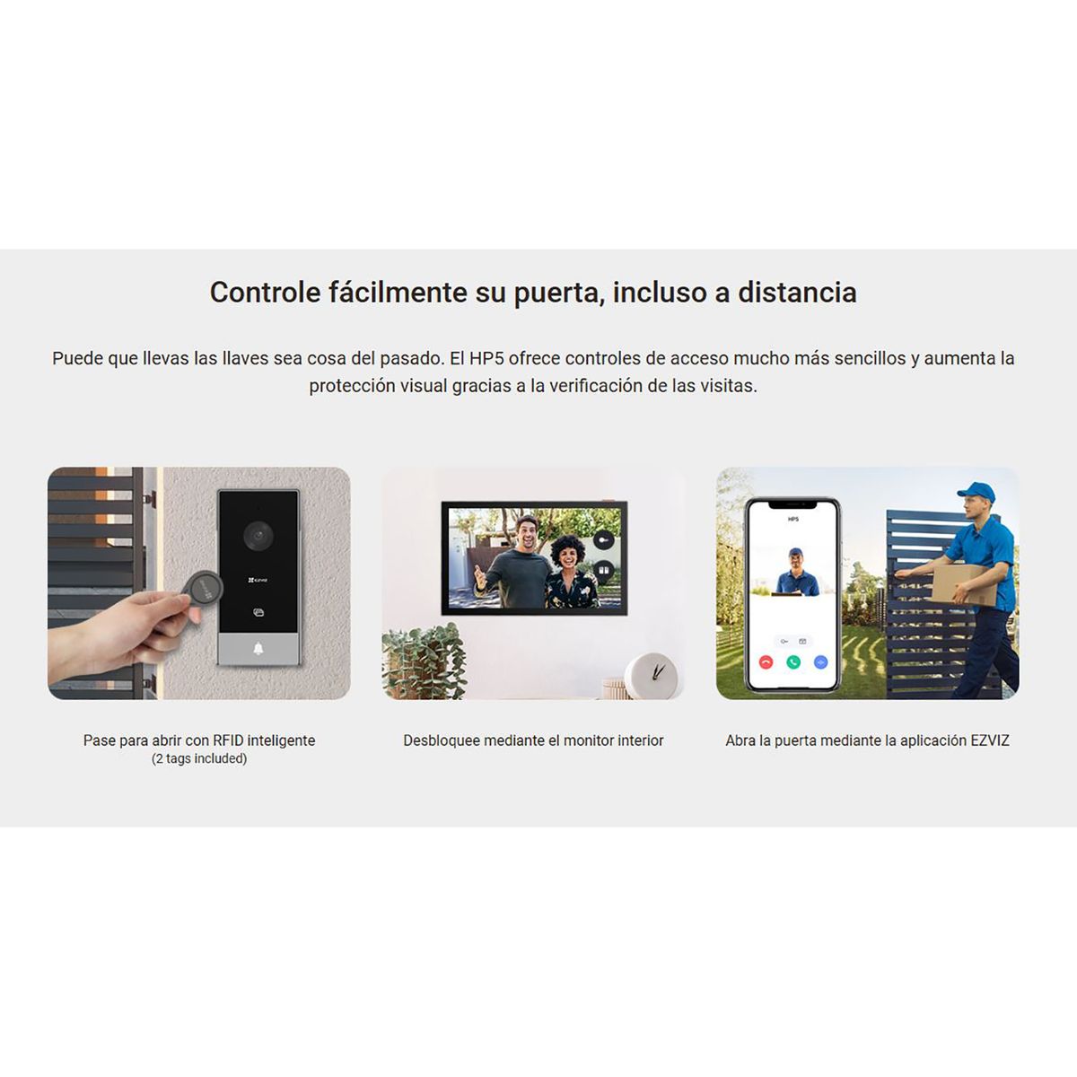 EZVIZ - Ezviz Videoportero Inteligente HP5 2MP 3 Métodos Apertura Pantalla táctil