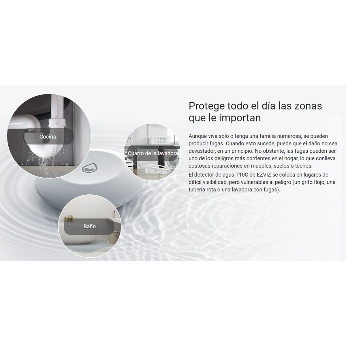 EZVIZ - Sensor inteligente de fuga de agua Ezviz T10C Alerta Instantánea IP67