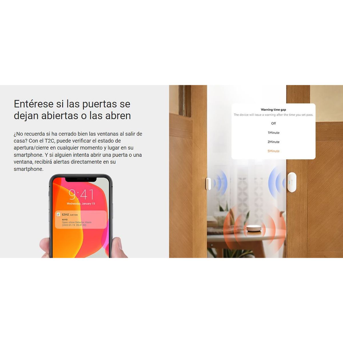 Ezviz - Sensor de contacto Ezviz T2C Ventanas y puertas