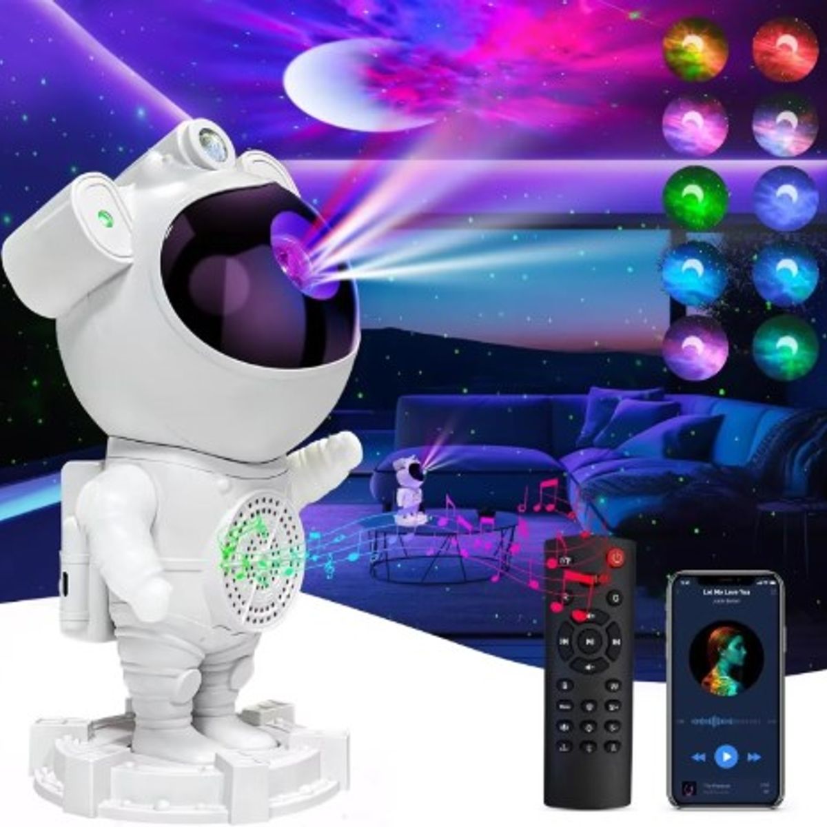 GENERICO - Astronauta Proyector De Galaxia Luna Y Con Bluetooth