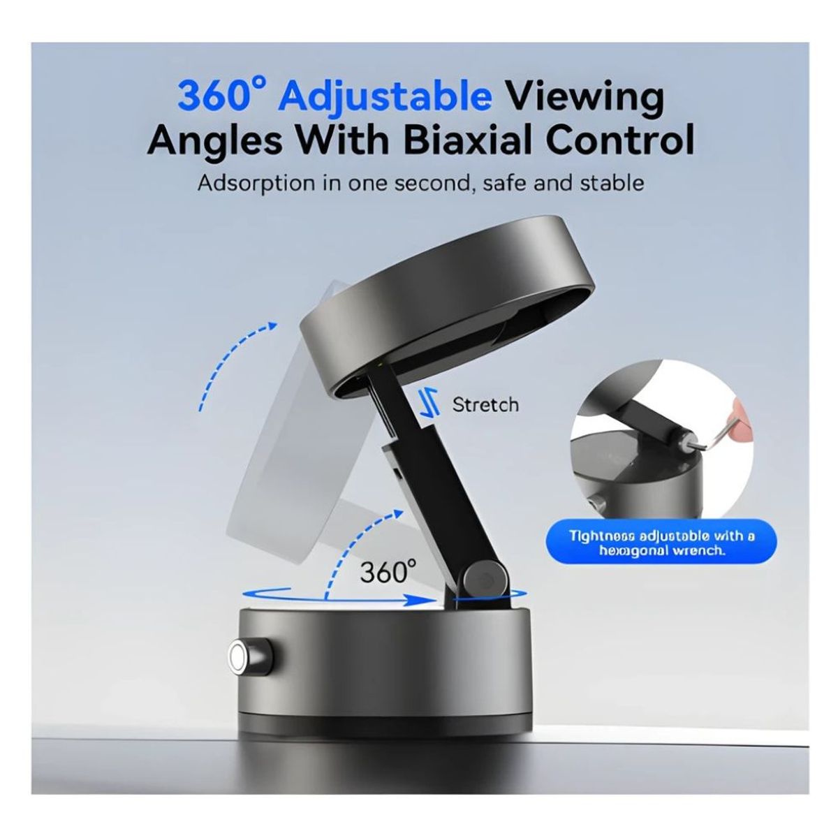 LDNIO - Soporte Mágnetico para Telefono 360° con Ventosa Negro XO-C170