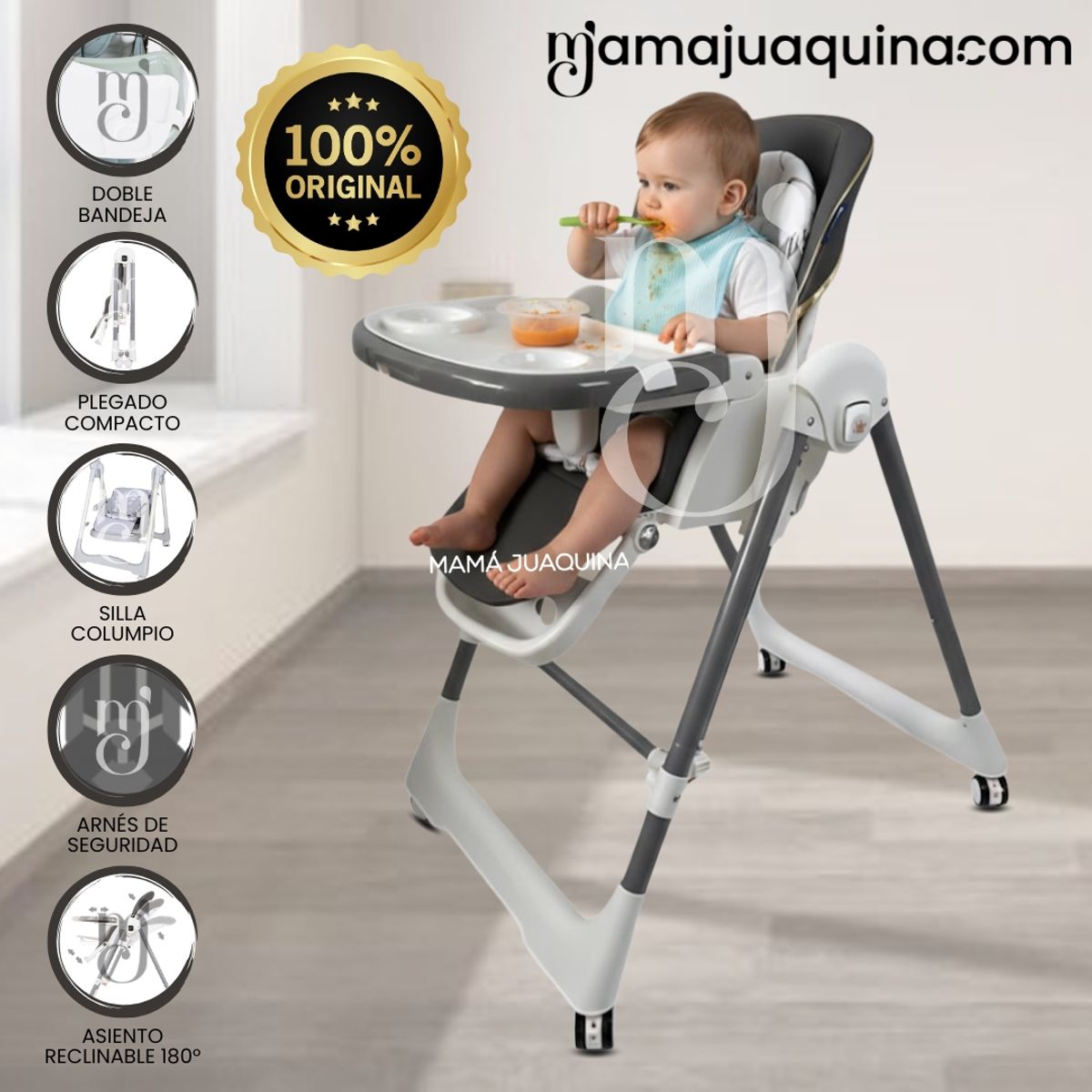 BABY - Silla de Comer Columpio 2 en 1 «KING» Edición Limitada Black