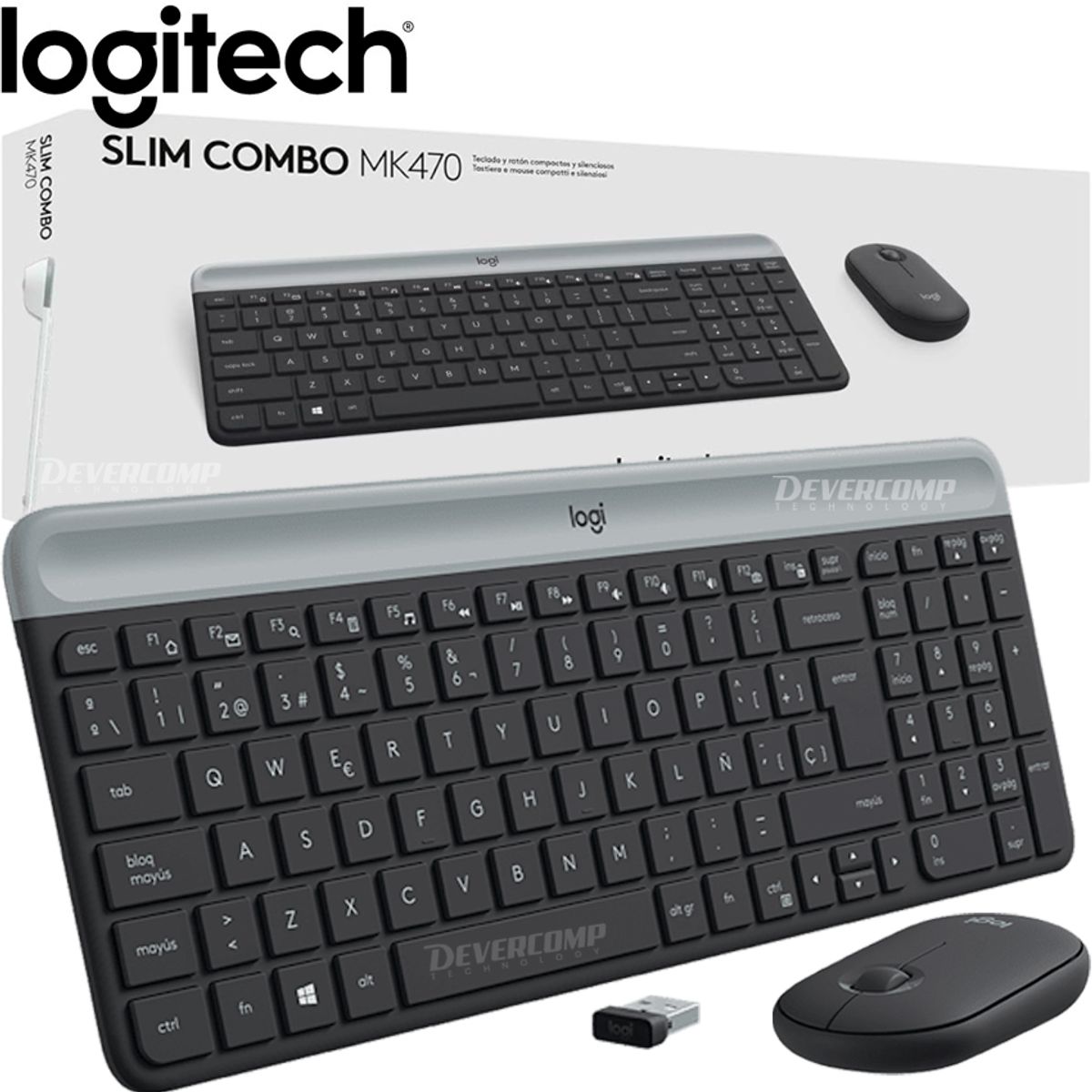 LOGITECH - Teclado y mouse Logitech MK470 Slim USB Wireless