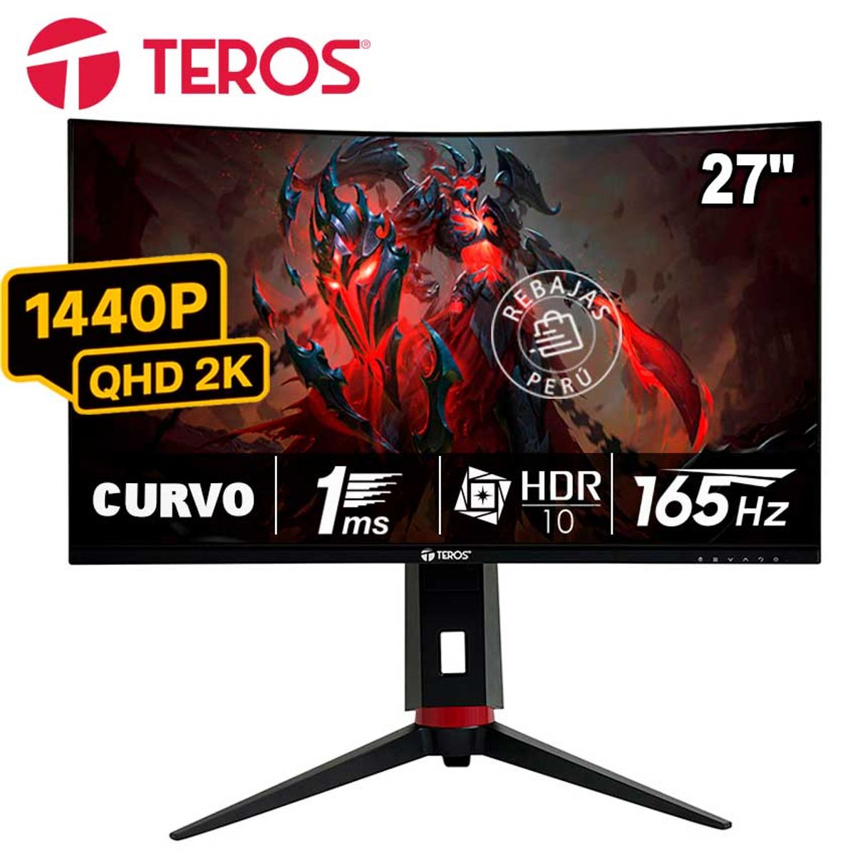 TEROS - Monitor TEROS TE-2765G 27 Curvo QHD 165Hz 1ms HDR10 FreeSync Pivot