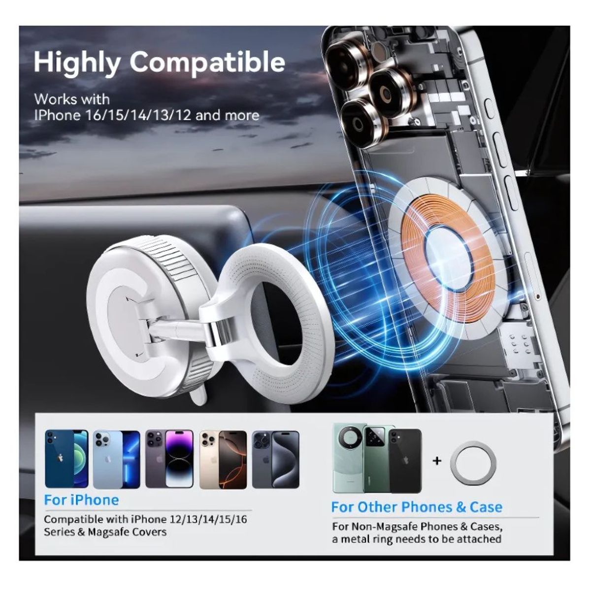 LDNIO - Soporte Mágnetico Holder Succión al Vacio Giratorio 360° XO-169