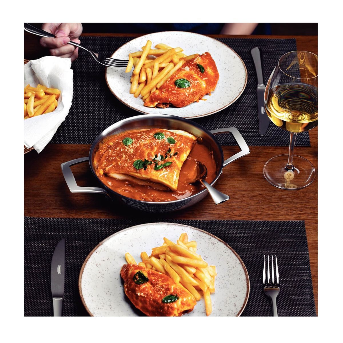 TRAMONTINA - Perol Sartén Tramontina de acero Grano de doble asa 20 cm, 1.2 L