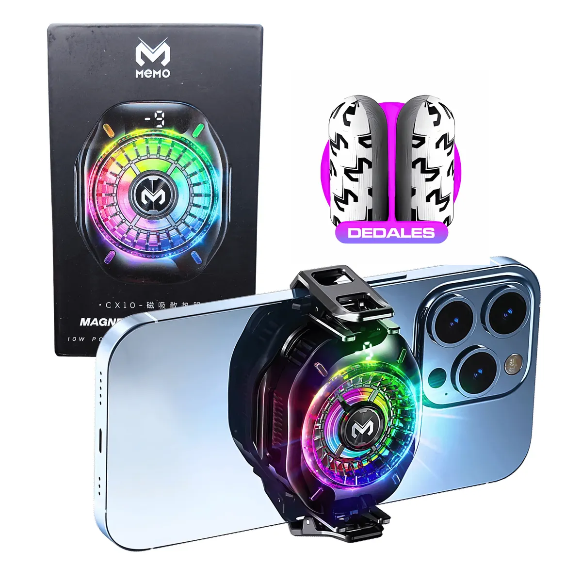 MEMO - Cooler para Celular Memo CX10 + Dedales Gamer FS02 de Regalo