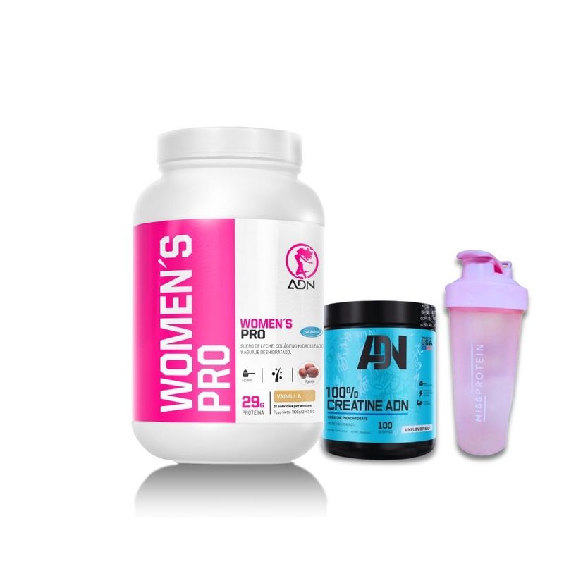 ADN - WOMENS PRO 1,1KG CHOCOLATE + 100% CREATINE ADN 250 GR + REGALOS