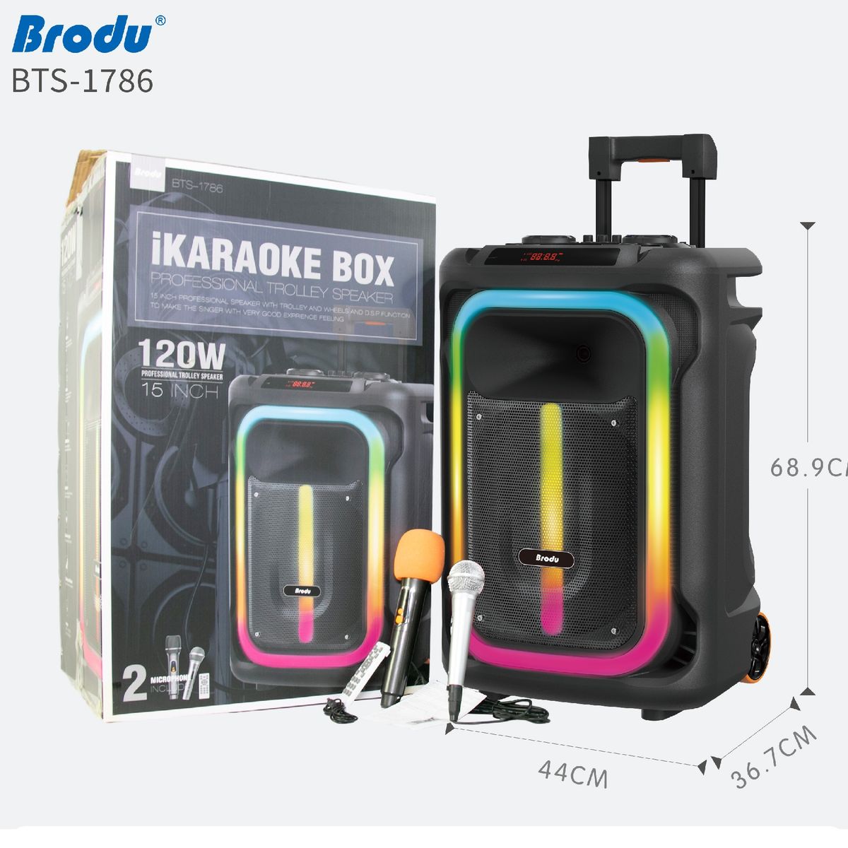 GENERICO - Parlante Altavoz Bluetooth 15" de karaoke Brodu BTS 1786