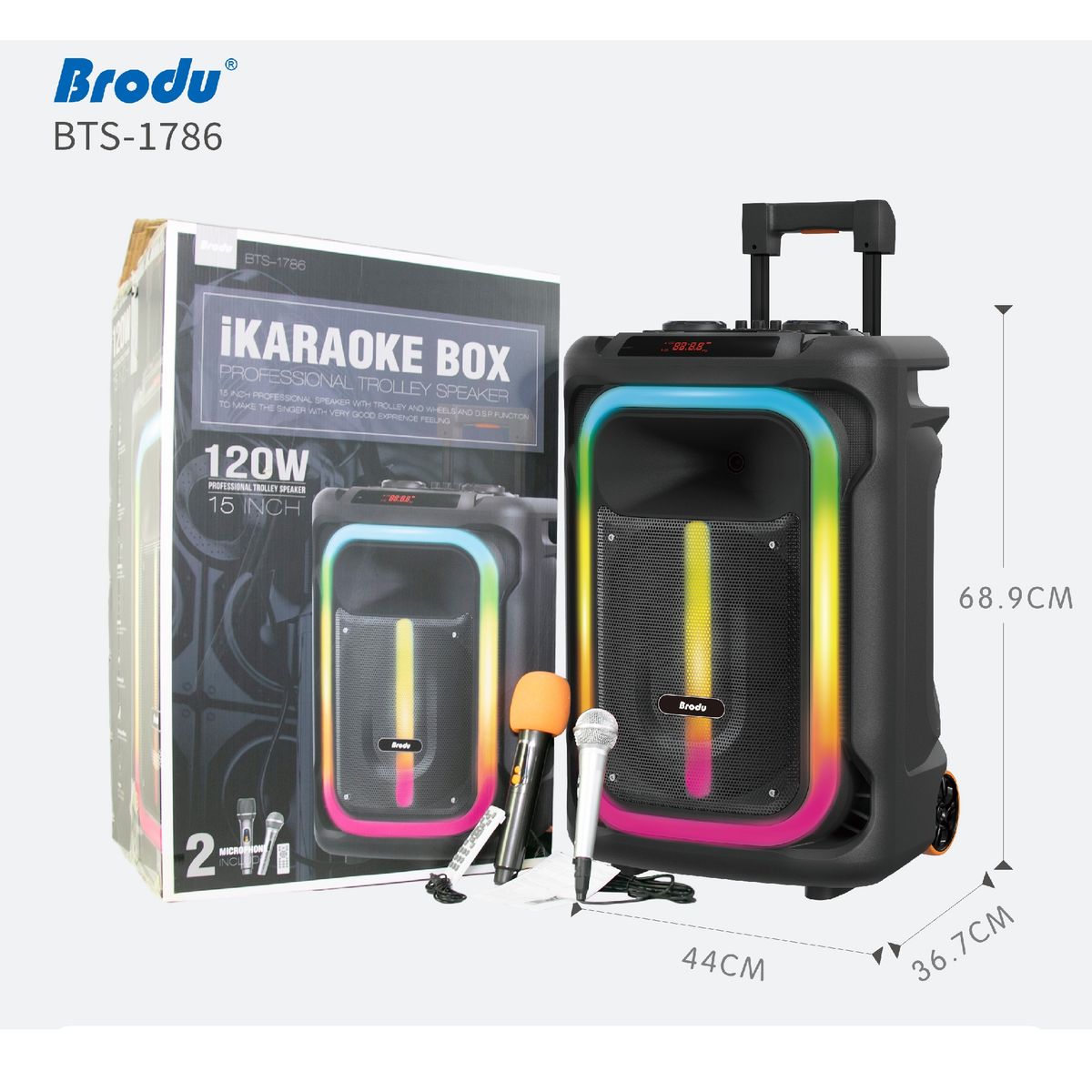 GENERICO - Parlante Altavoz Bluetooth 15" de karaoke Brodu BTS 1786