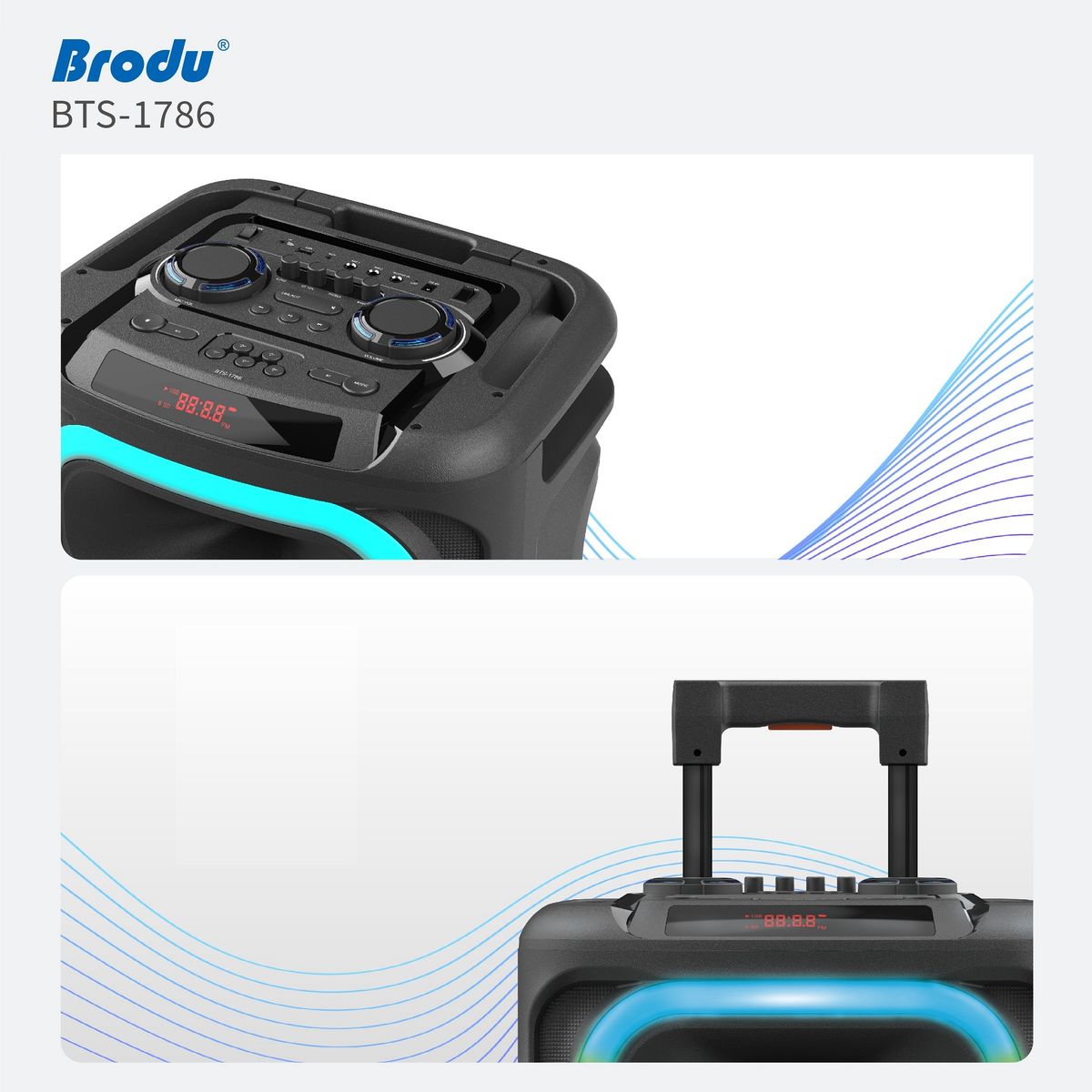 GENERICO - Parlante Altavoz Bluetooth 15" de karaoke Brodu BTS 1786