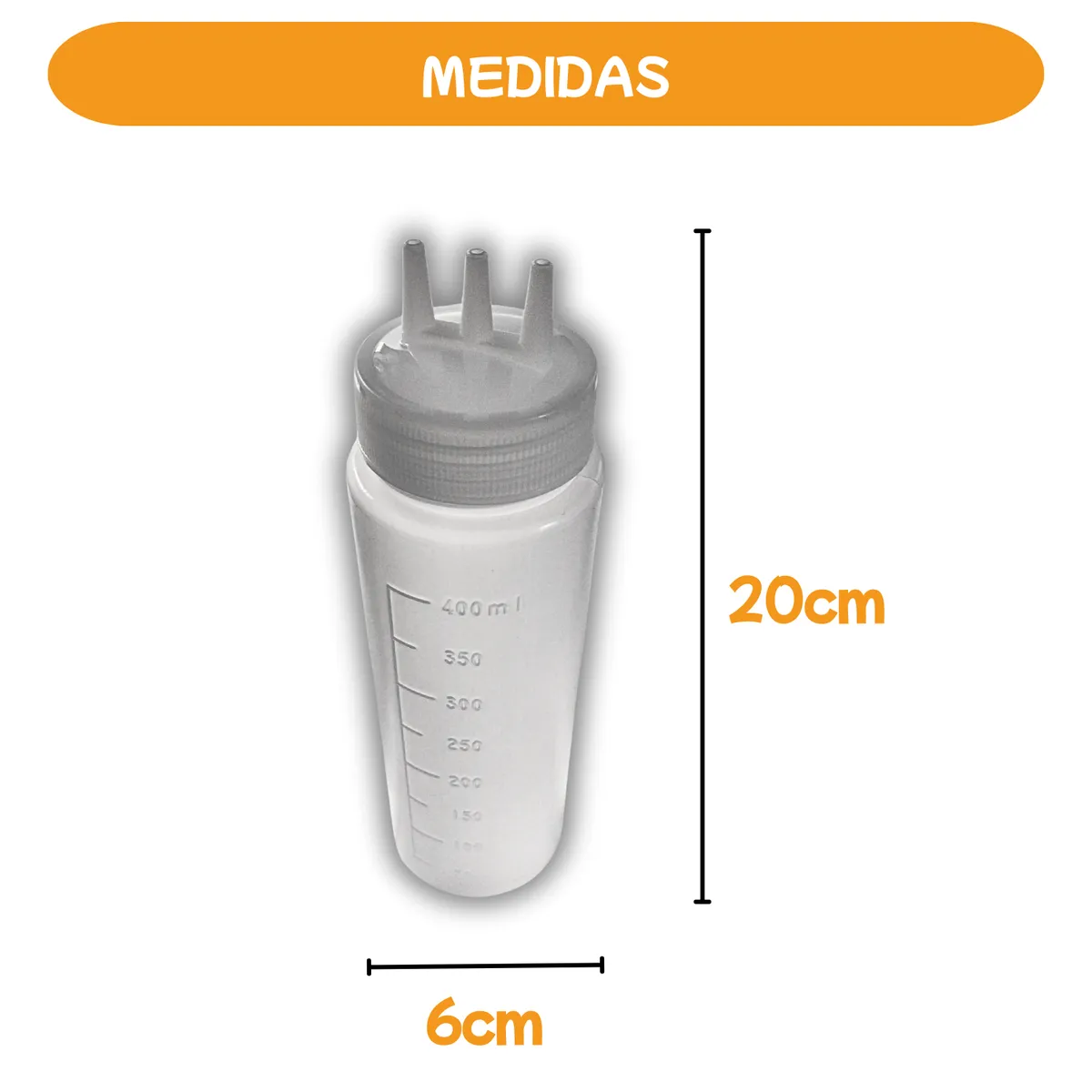 GENERICO - Botella Dispensadora Exprimible de Cremas 400ml con Triple Boquilla