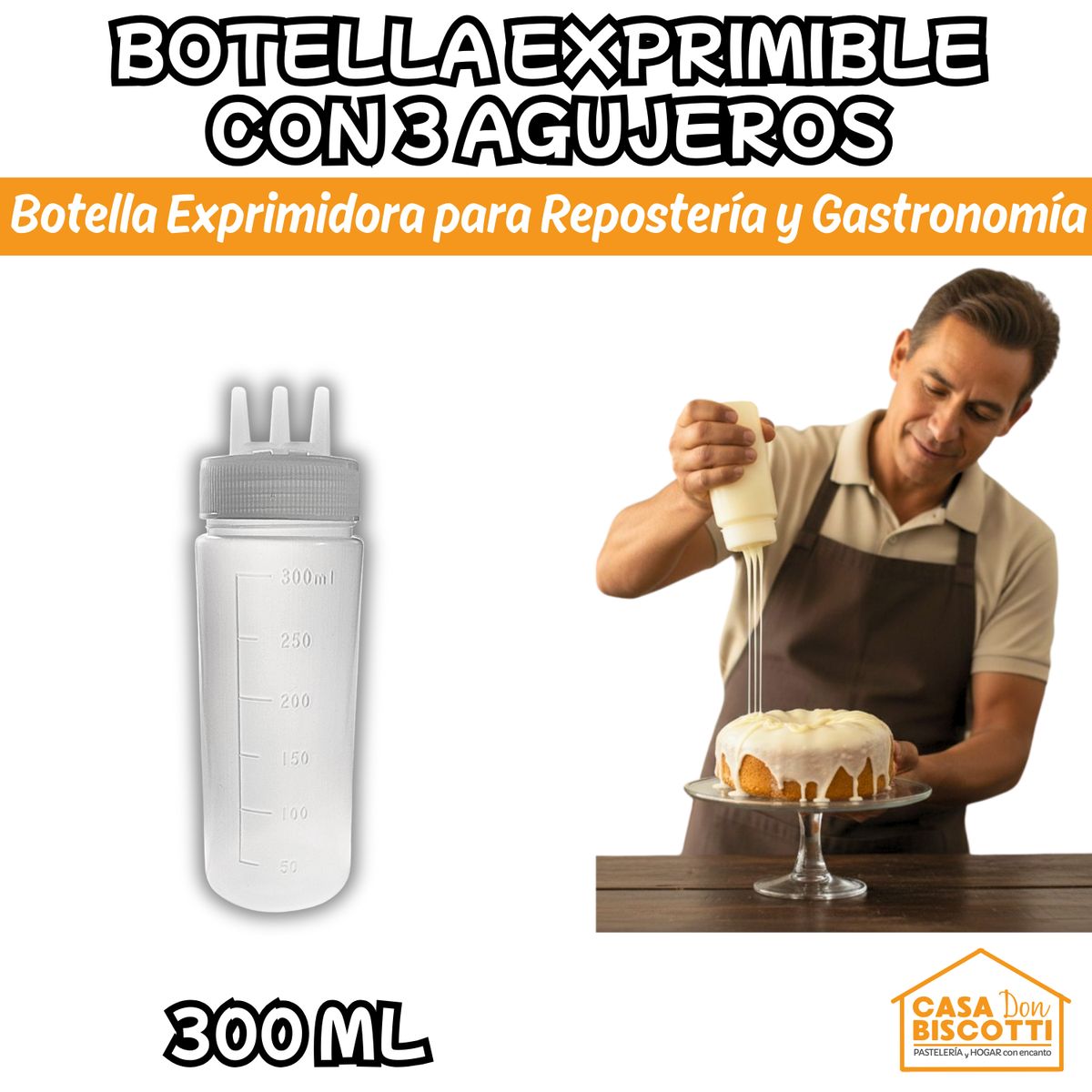GENERICO - Botella de Precisión para Decoración 300ml Triple Boquilla