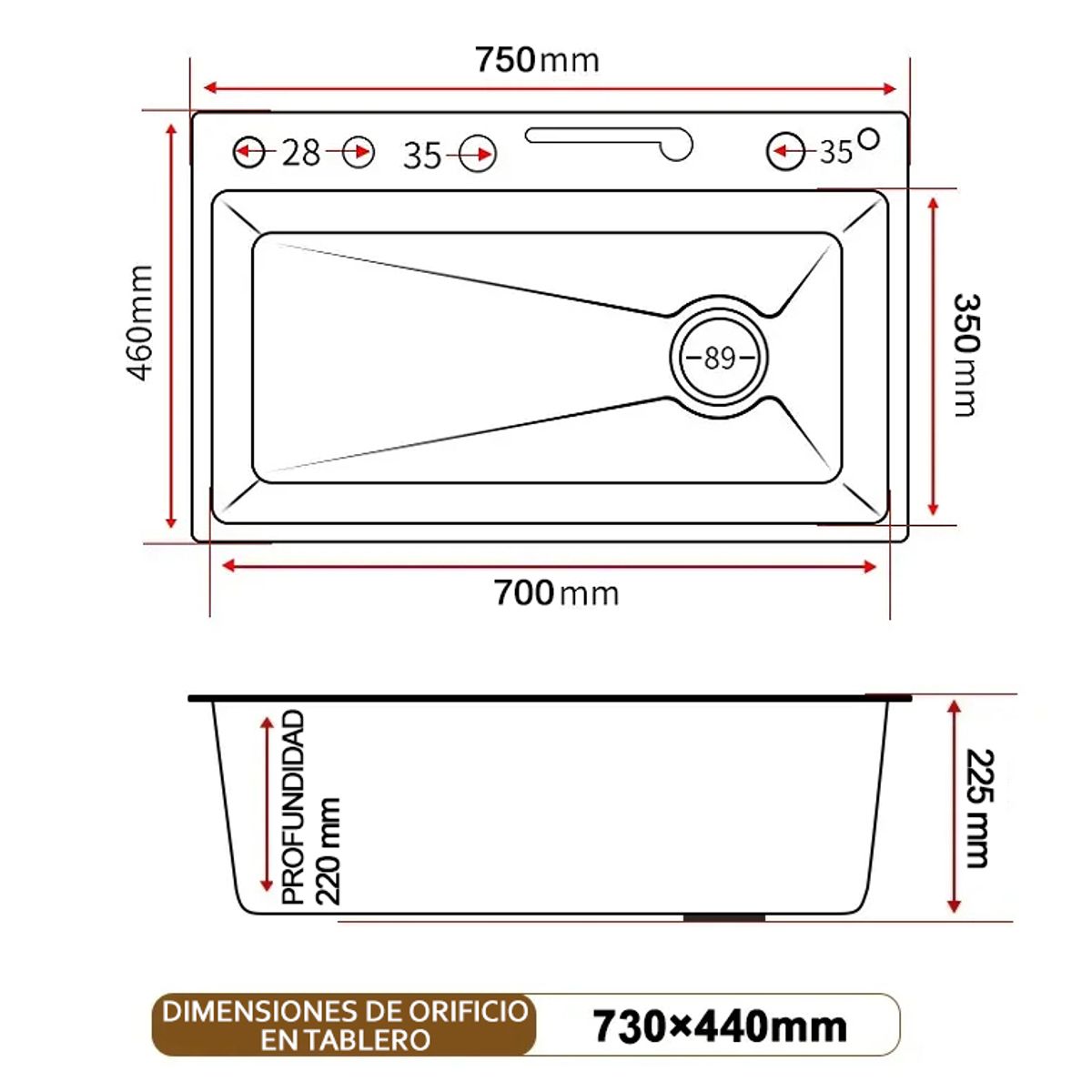 FRITECSA - Lavadero Multifuncional con Panel Curvo y Teclas