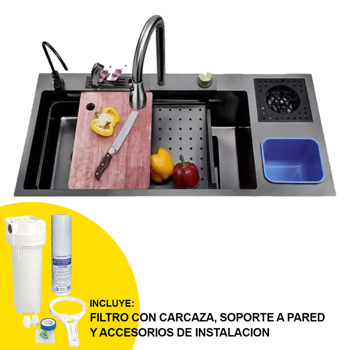 FRITECSA - Lavadero Multifuncional Grande con Filtro y Carcaza - Tacho
