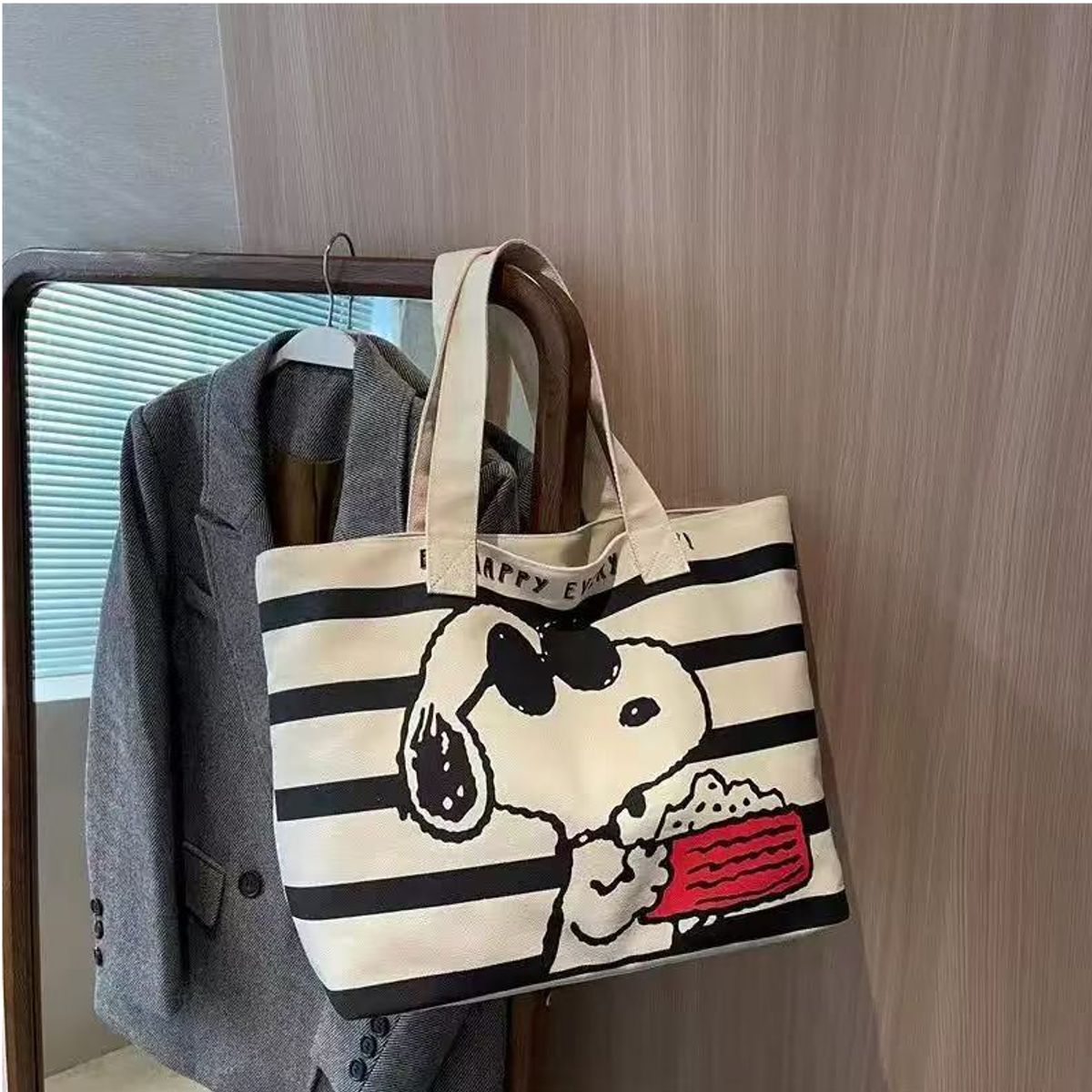SNOOPY - Cartera Bolso Snoopy Chill Minimalista de Lona - Casual y Moderno
