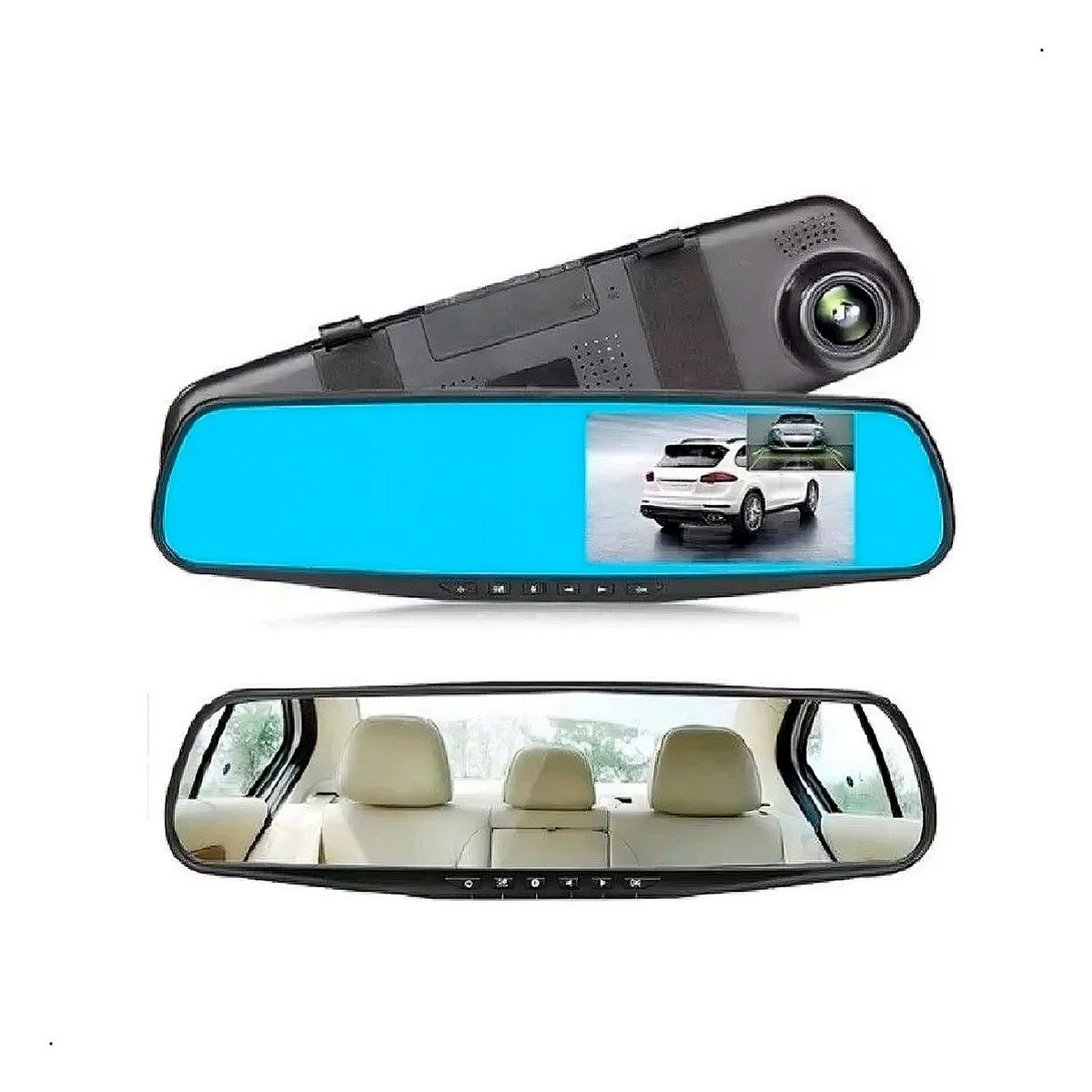 PREMIUM - Espejo Retrovisor Carro Cámara Frontal Retroceso + Cargador