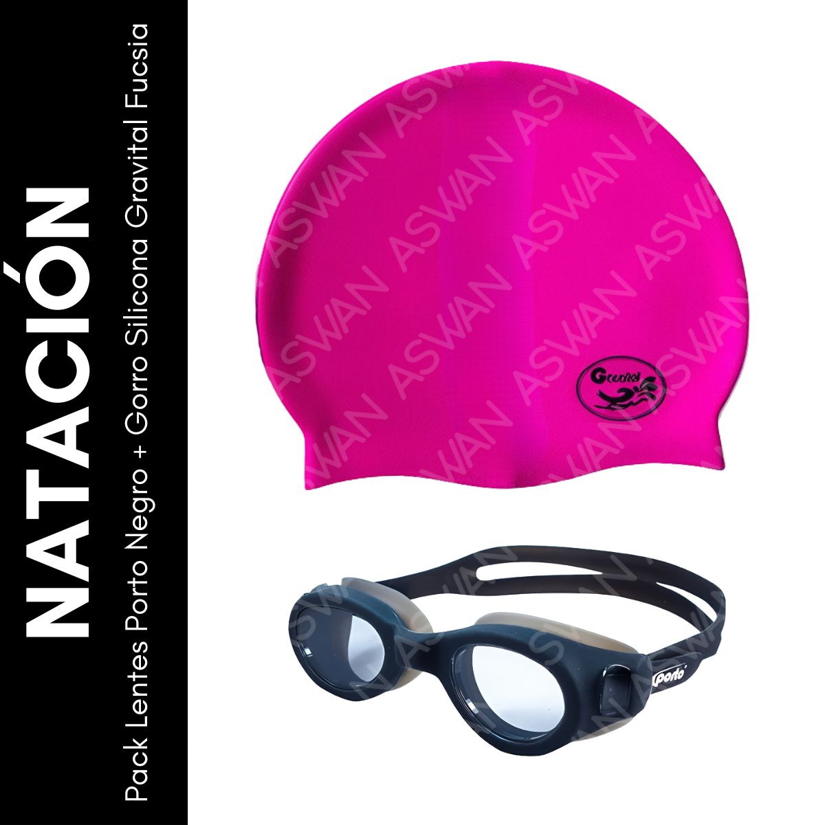 GENERICO - Pack Lentes Porto Celeste + Gorro Silicona Gravital Fucsia