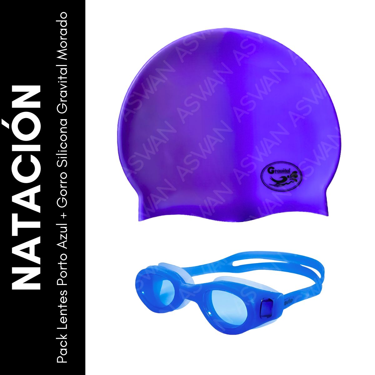 GENERICO - Pack Lentes Porto Azul + Gorro Silicona Gravital Morado