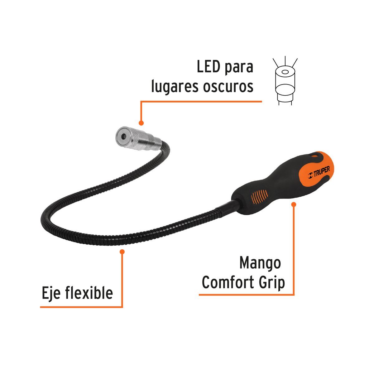 Truper - Imán flexible de acero con luz LED para 3 kg