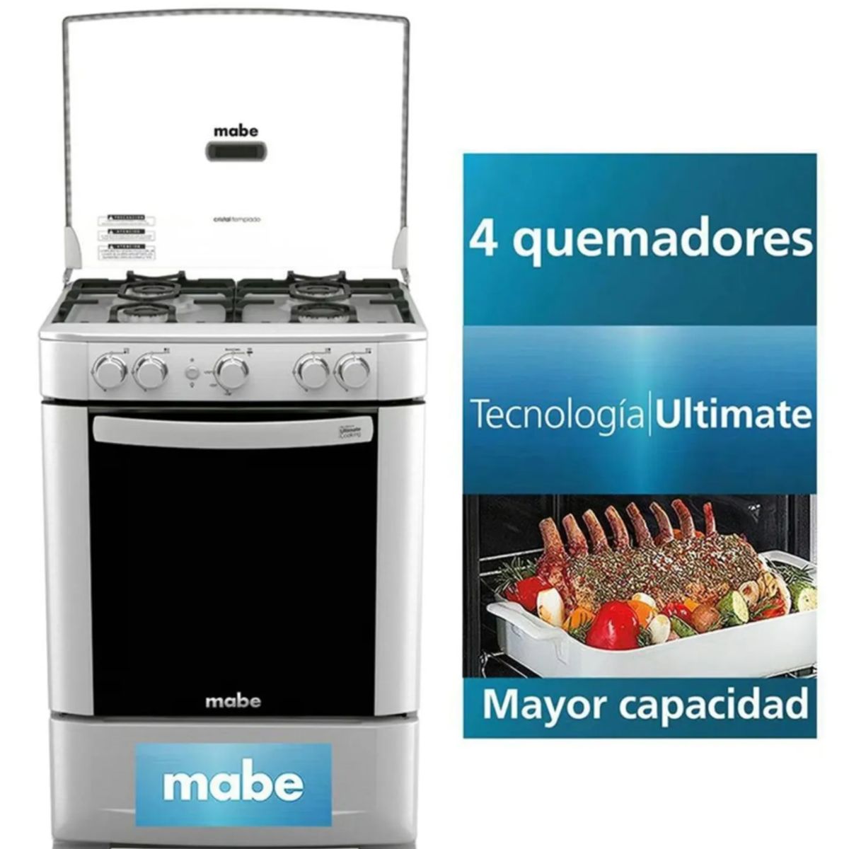 MABE - Cocina a Gas Mabe de 4 Hornillas CMP6035FX0 - Croma