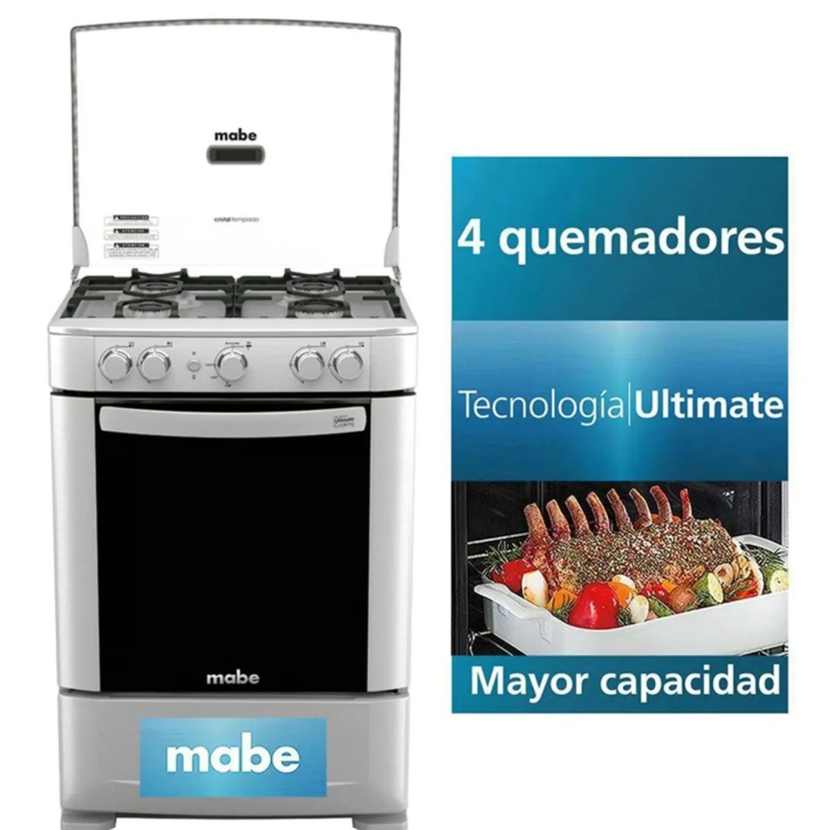 MABE - Cocina a Gas Mabe de 4 Hornillas CMP6035FX0 - Croma