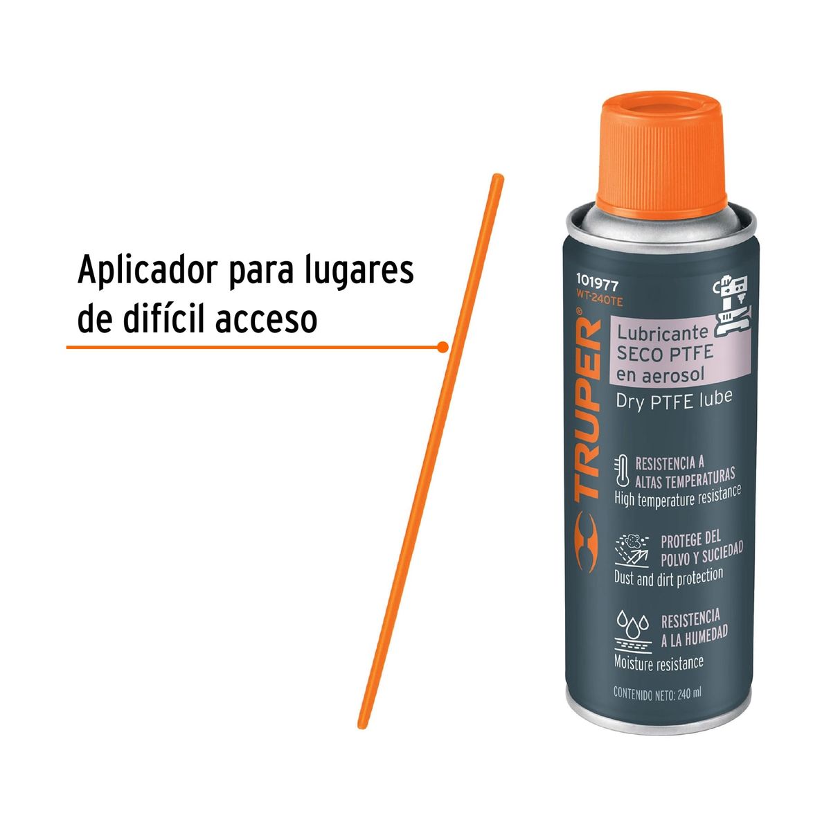 TRUPER - Lubricante seco anticorrosivo PTFE en aerosol 240 ml