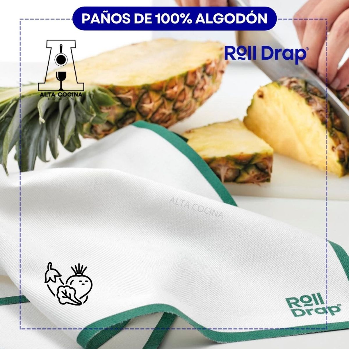 GENERICO - ROLL DRAP PAÑO MULTIUSO 100% ALGODÓN PARA MANIPULACION E HIGIENIZACIÓN