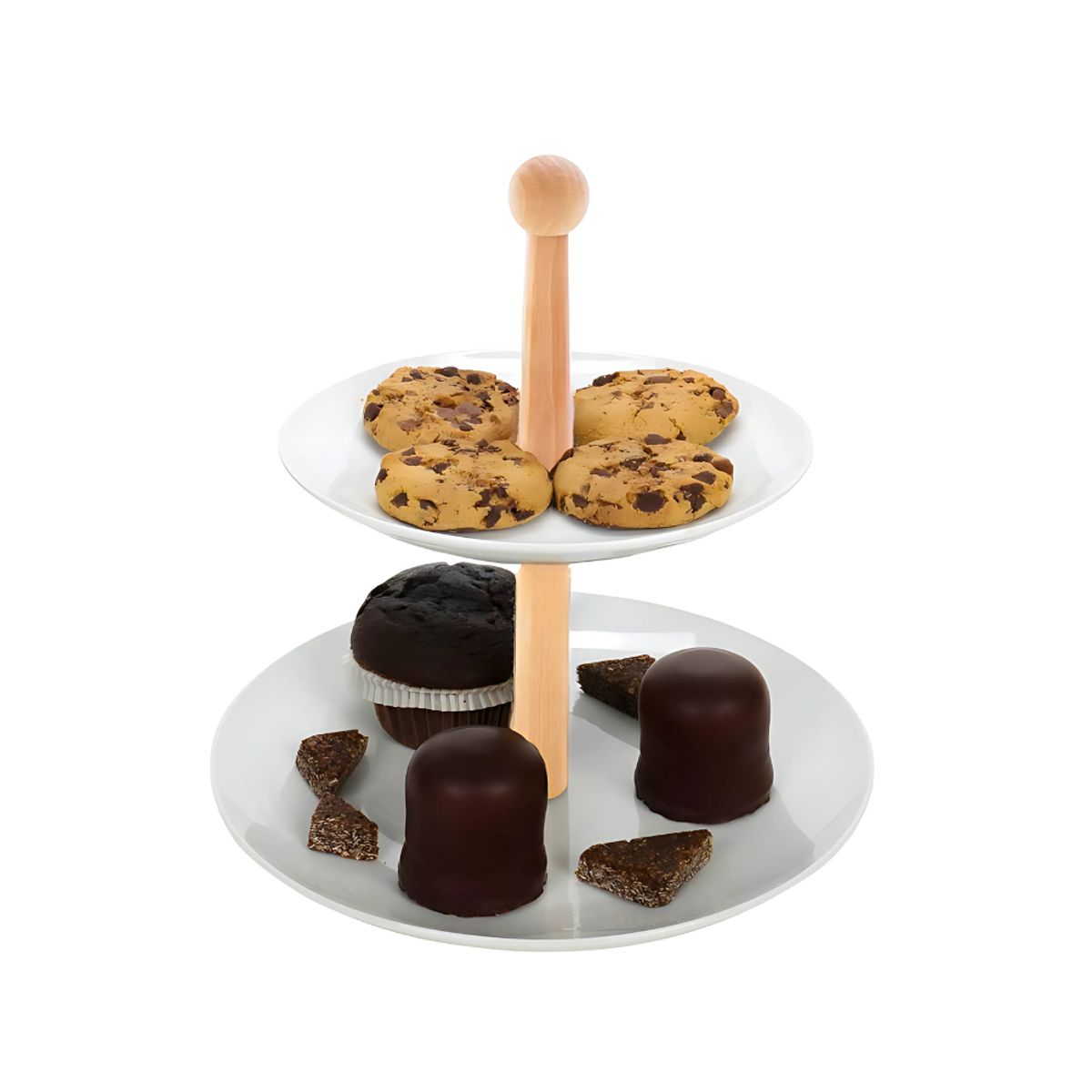 HYGGE - Soporte de Cerámica para Bocaditos de 2 Niveles